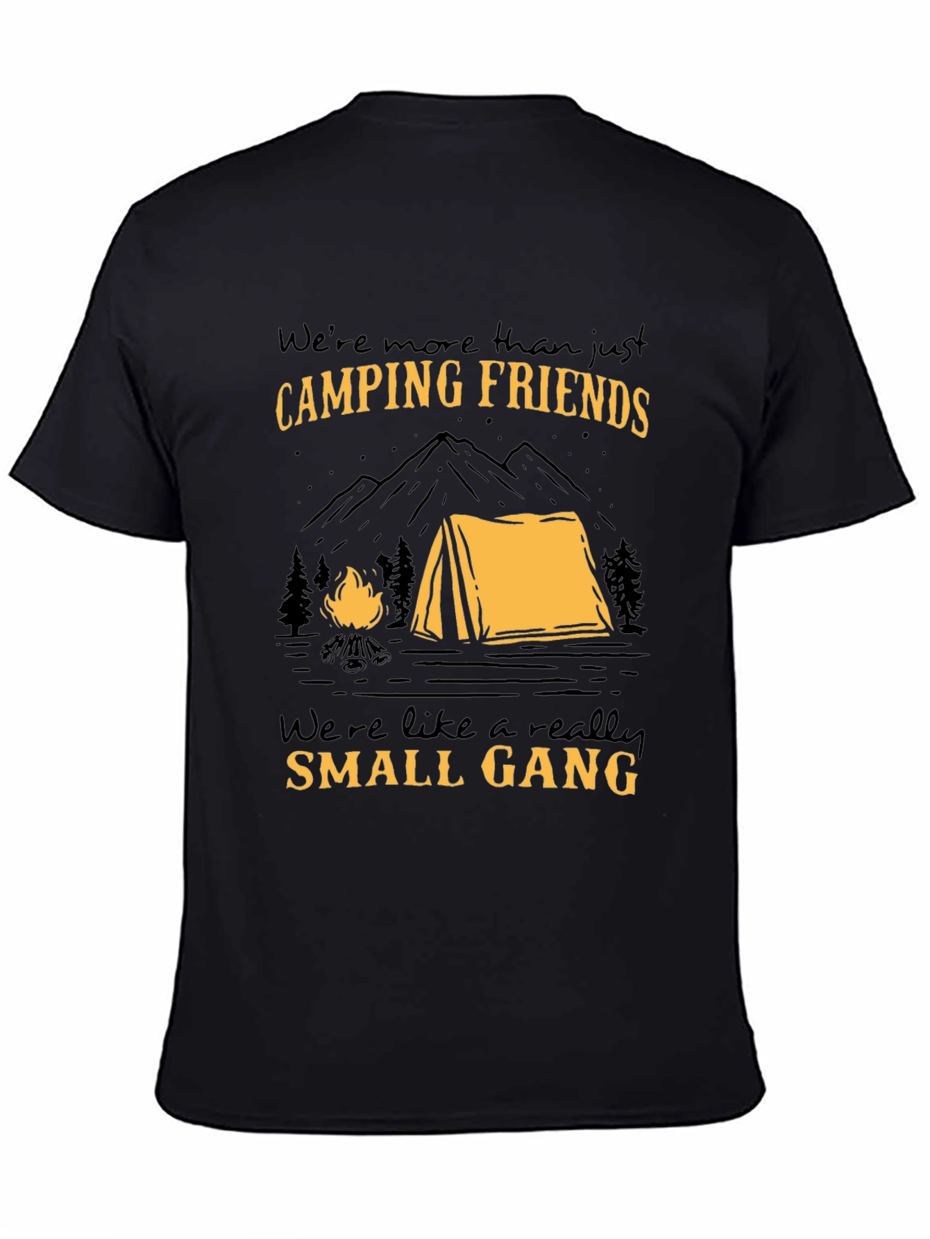Black Camping Friends Small Gang Graphic T-Shirt view 4