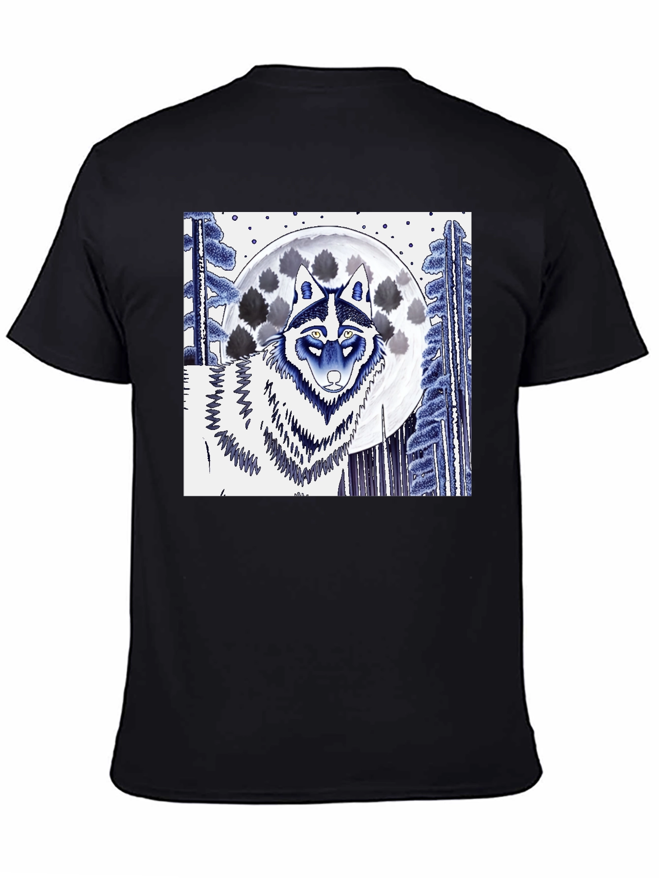 Black Wolf & Moon Graphic Tee view 4