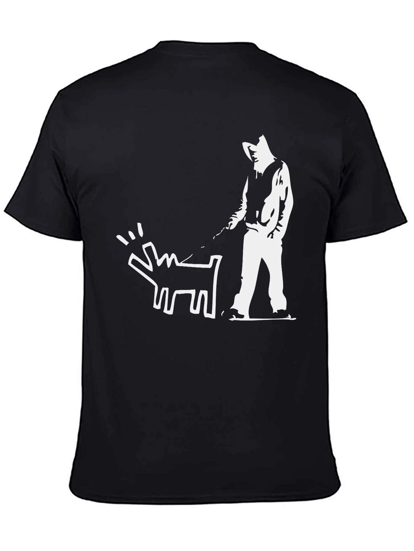 Black Banksy Dog Walker Graphic T-Shirt view 4