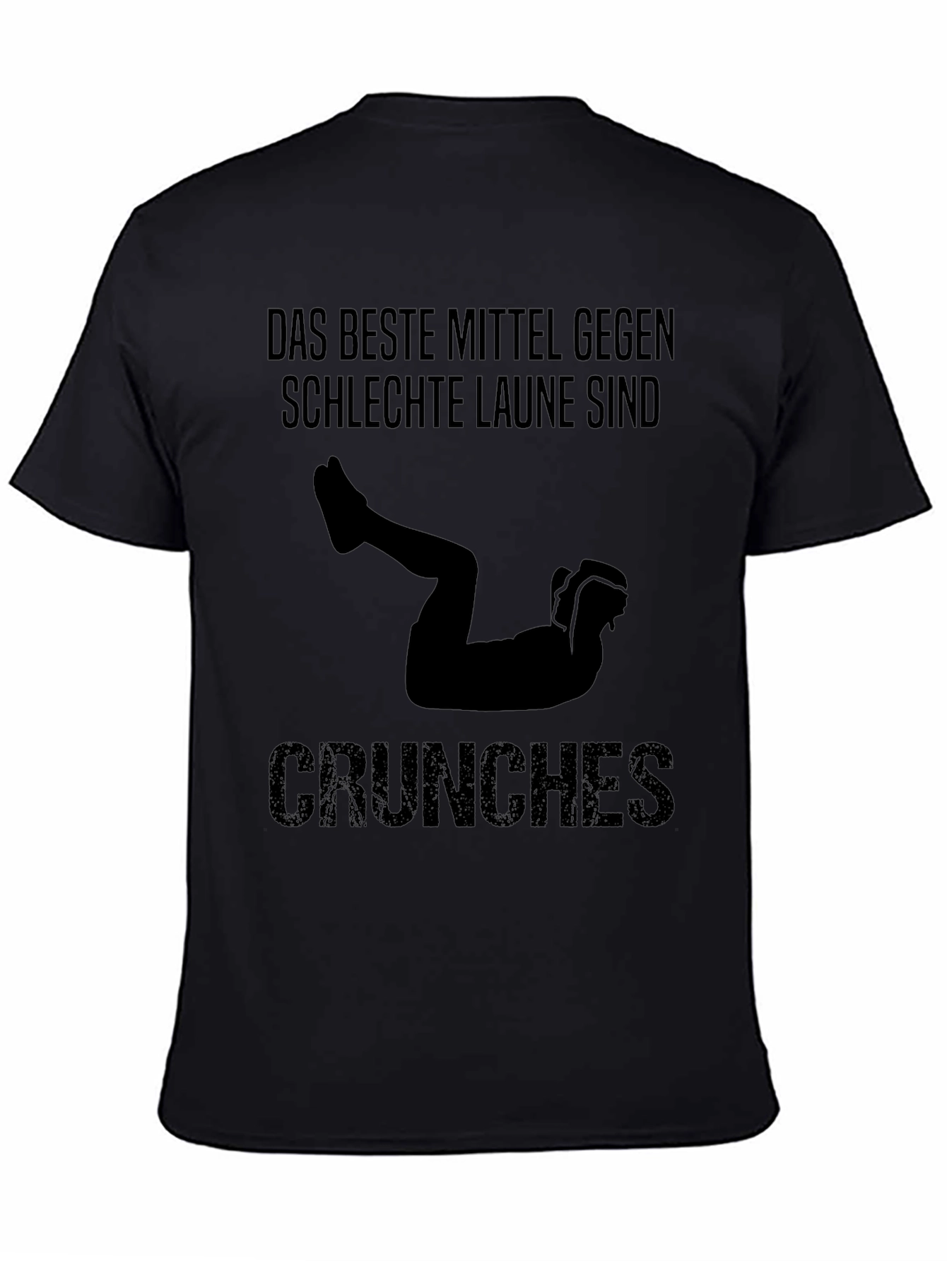 Black Funny Fitness Crunches Graphic Tee - Best Mood Booster Shirt view 4