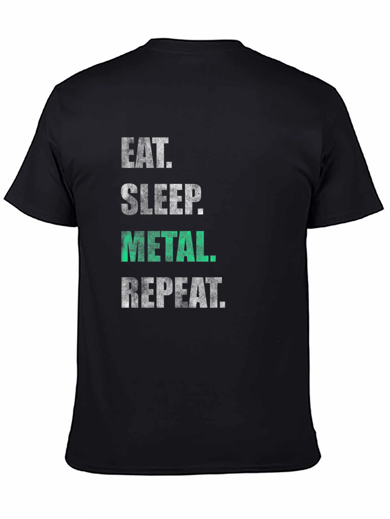 Black Eat Sleep Metal Repeat T-Shirt - Black Graphic Tee view 4