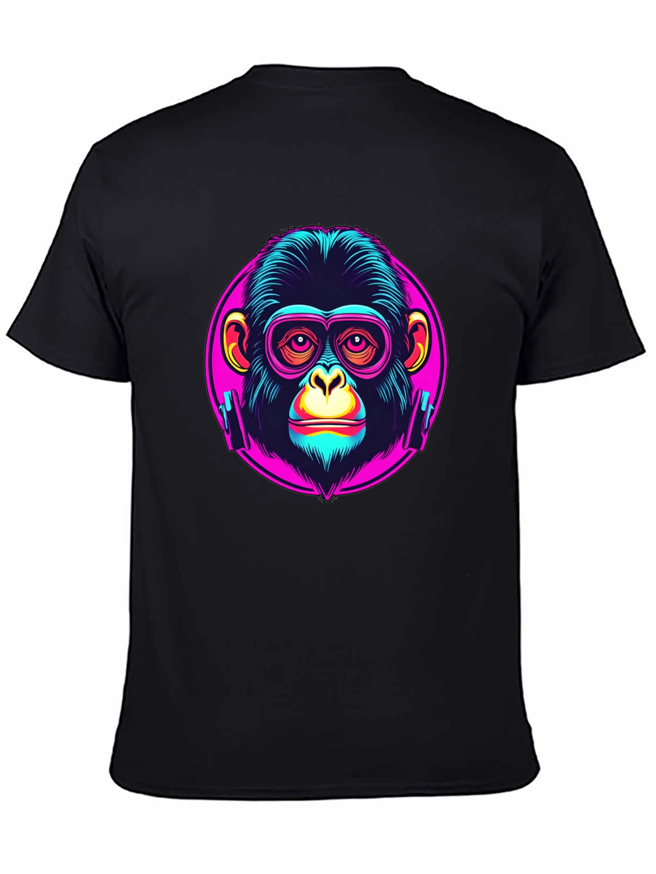Black Funky Monkey Graphic T-Shirt - Neon Ape Design view 4