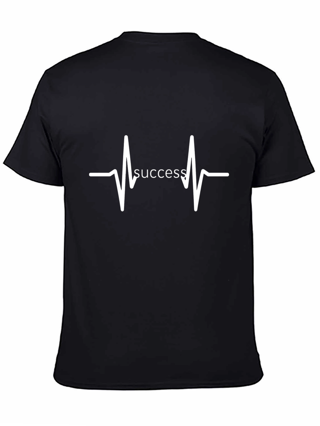 Black Success Heartbeat Graphic Tee - Stylish Black T-Shirt view 4