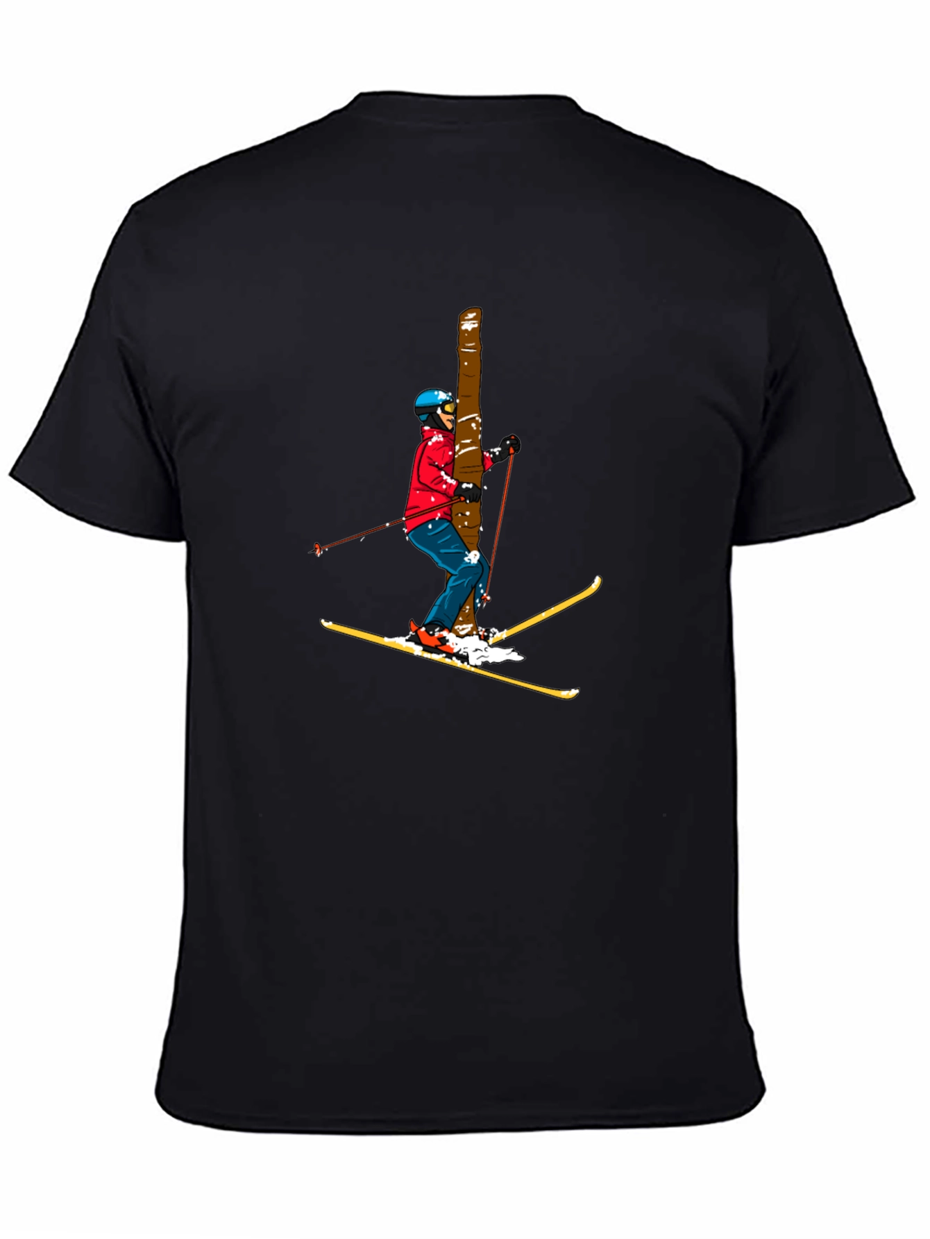 Black Skier Graphic Tee - Black Cotton T-Shirt view 4