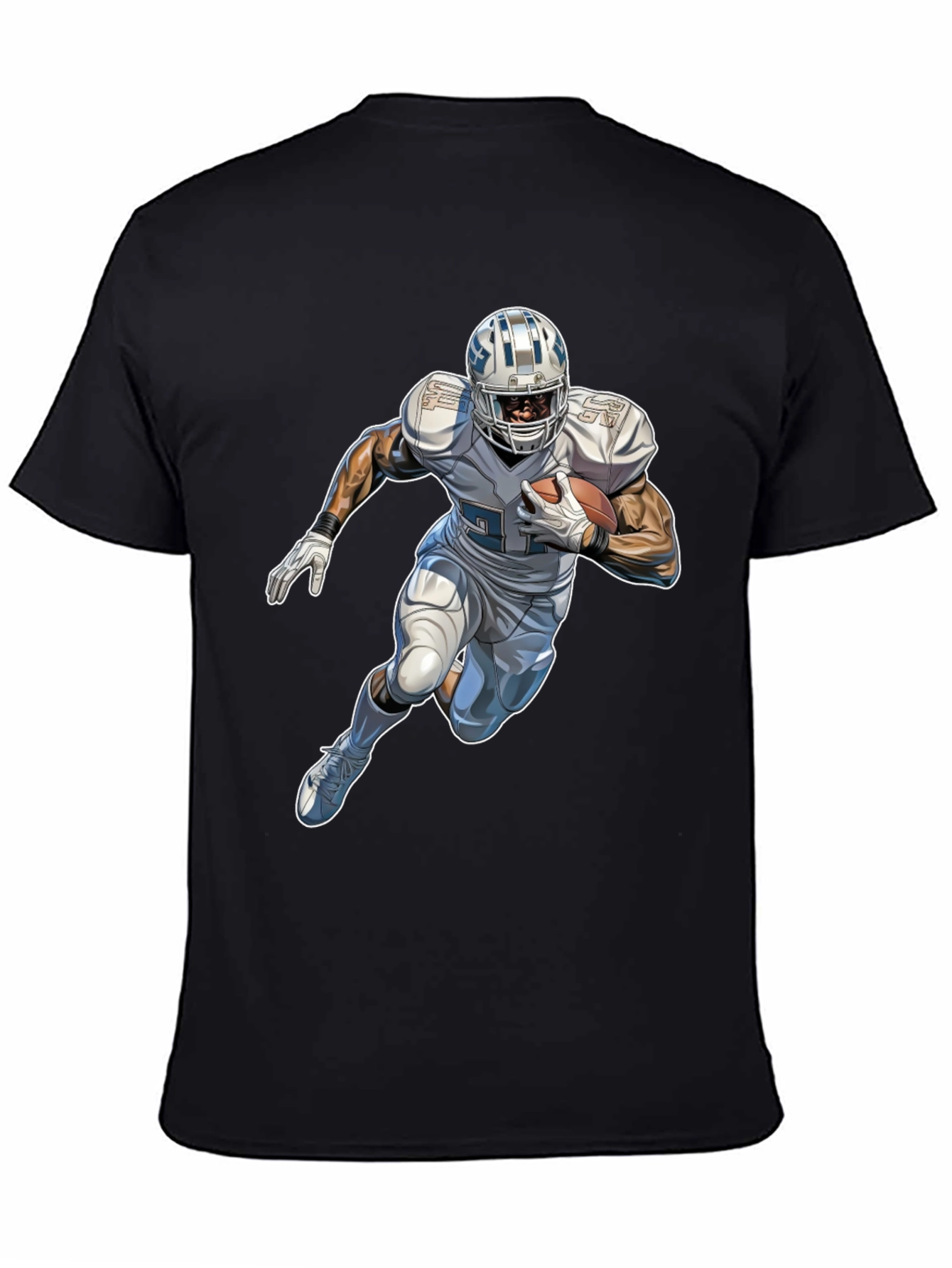 Black Football Player Graphic Black T-Shirt view 4