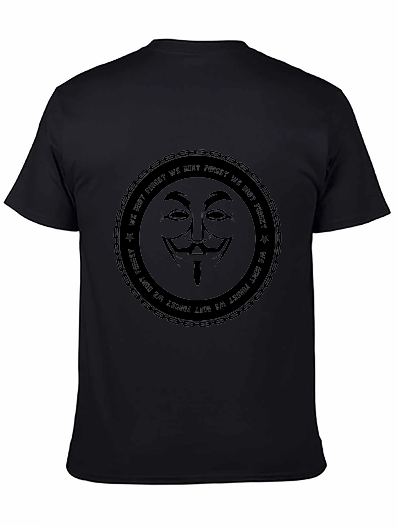 Black Anonymous Mask Graphic Print Black T-Shirt view 4