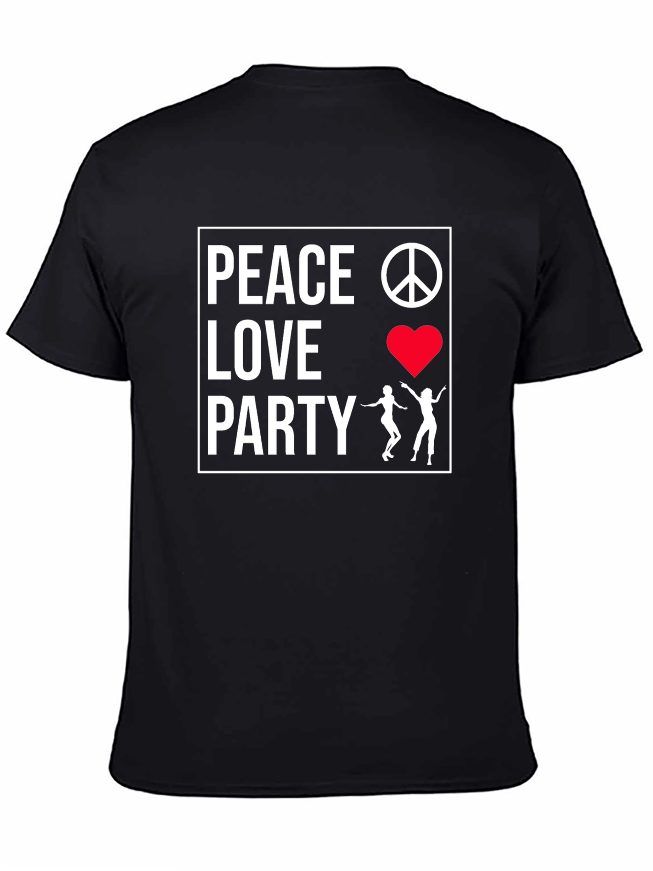 Black Peace Love Party Graphic Tee - Black view 4