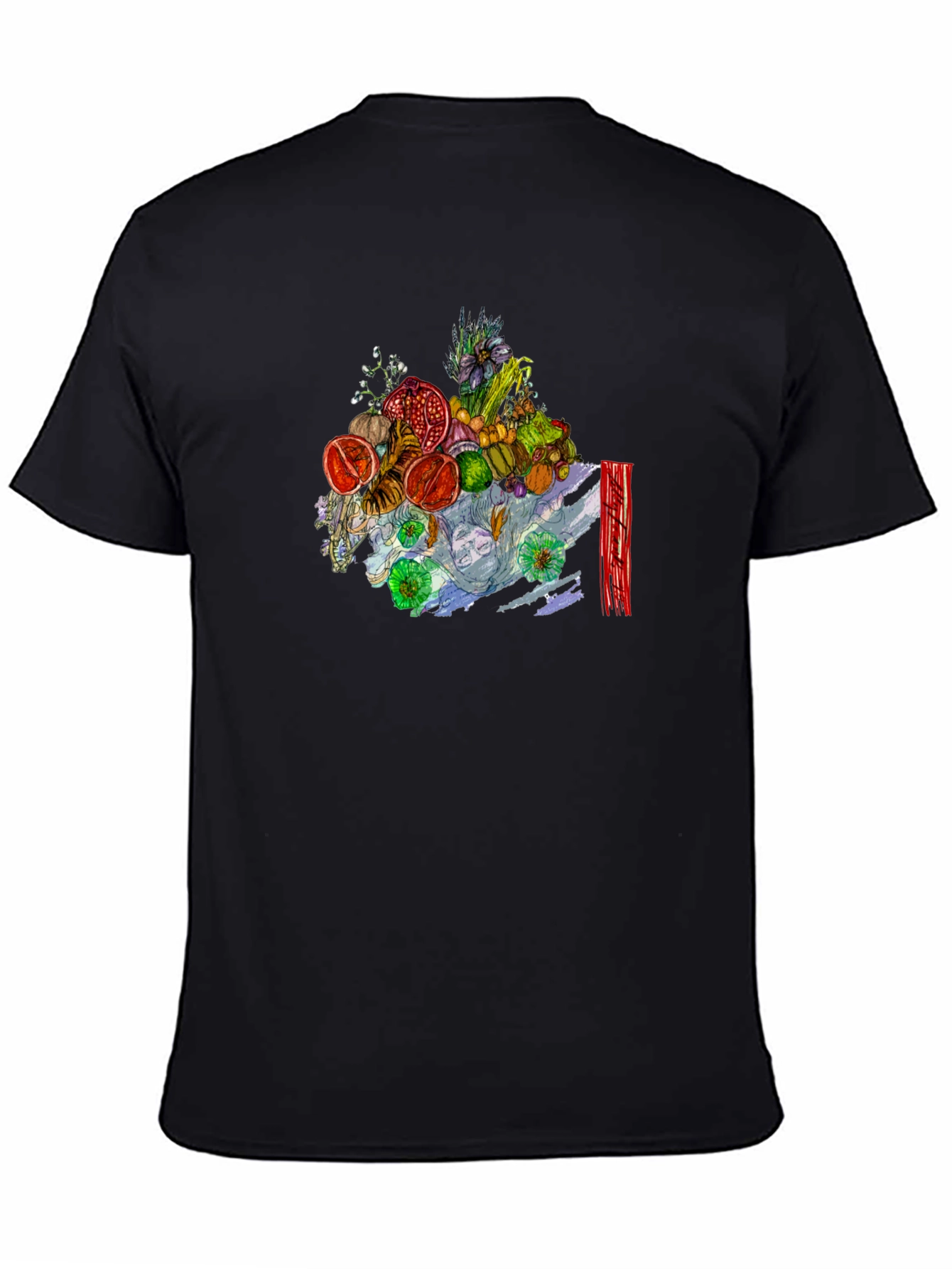 Black Fruit & Floral Art Black Tee view 4