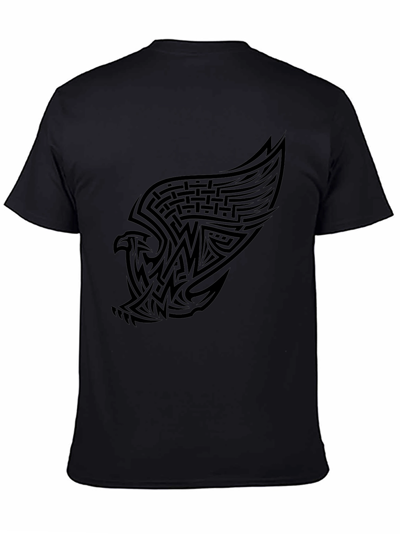 Black Black Eagle Tribal Tattoo Style Graphic Tee view 4
