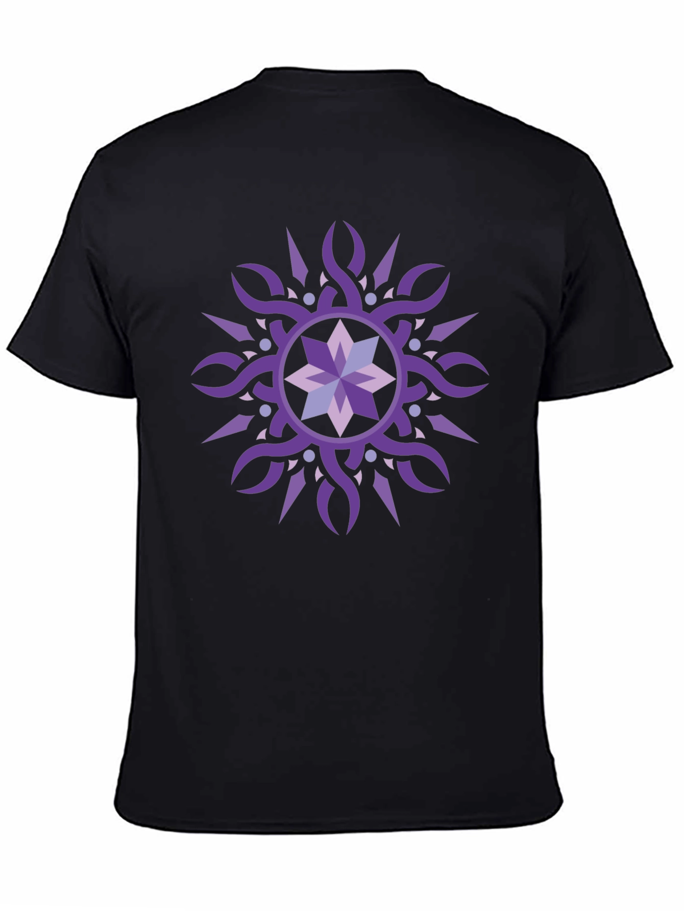 Black Geometric Purple Starburst Graphic Tee view 4