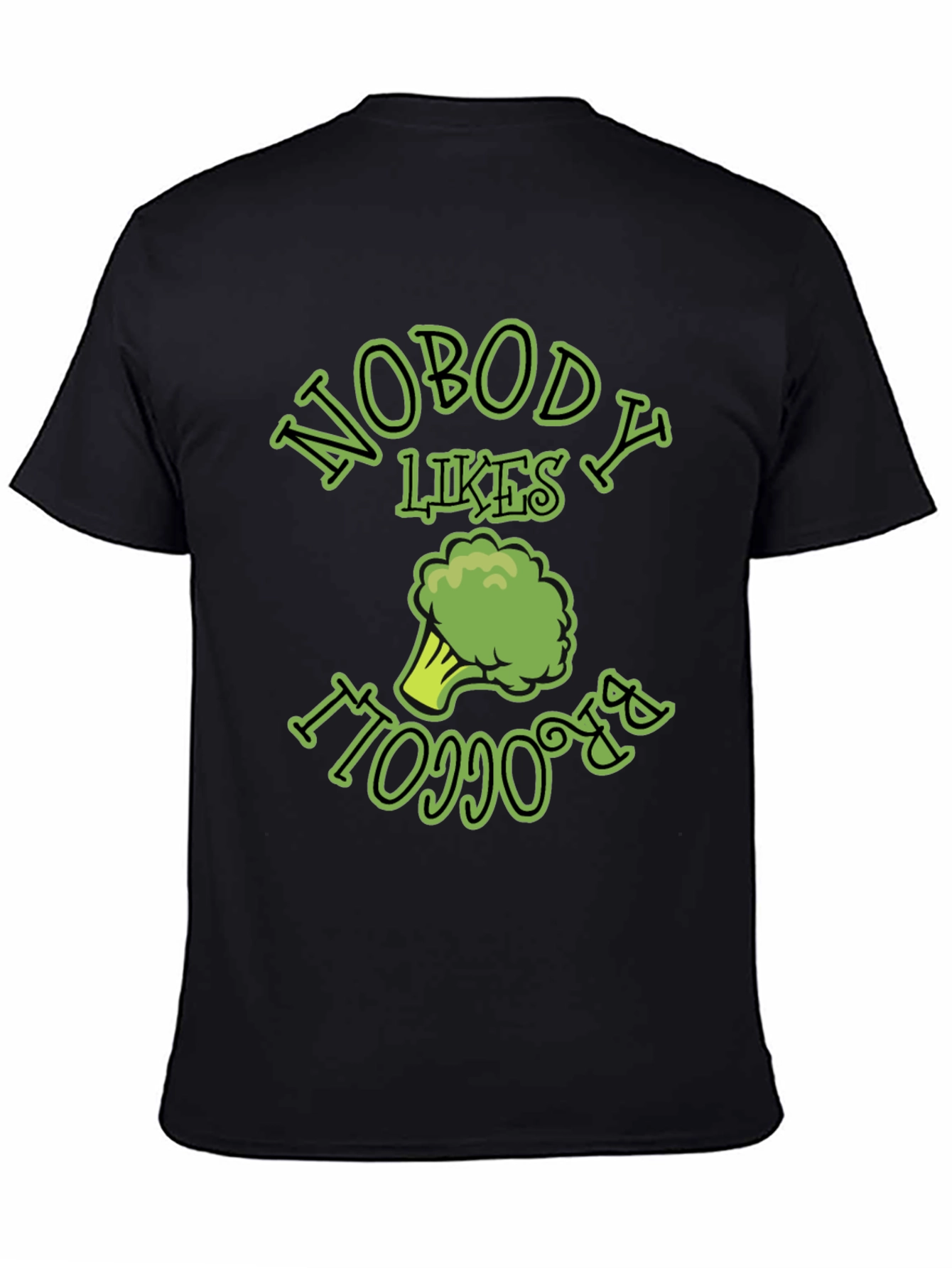 Black Nobody Likes Broccoli T-Shirt Funny Vegan Humor Tee view 4