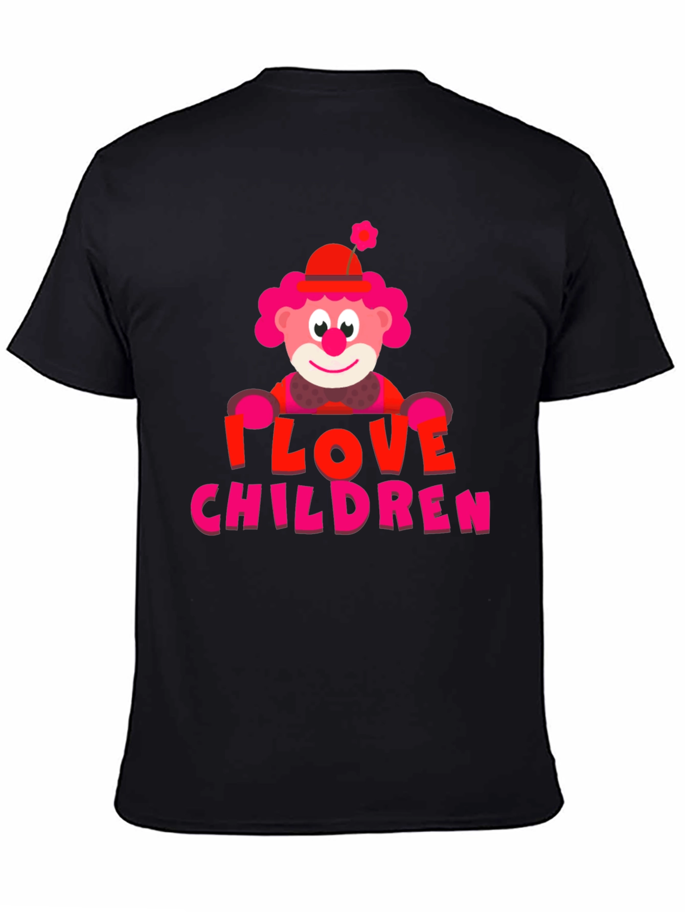 Black I Love Children Clown Graphic T-Shirt view 4