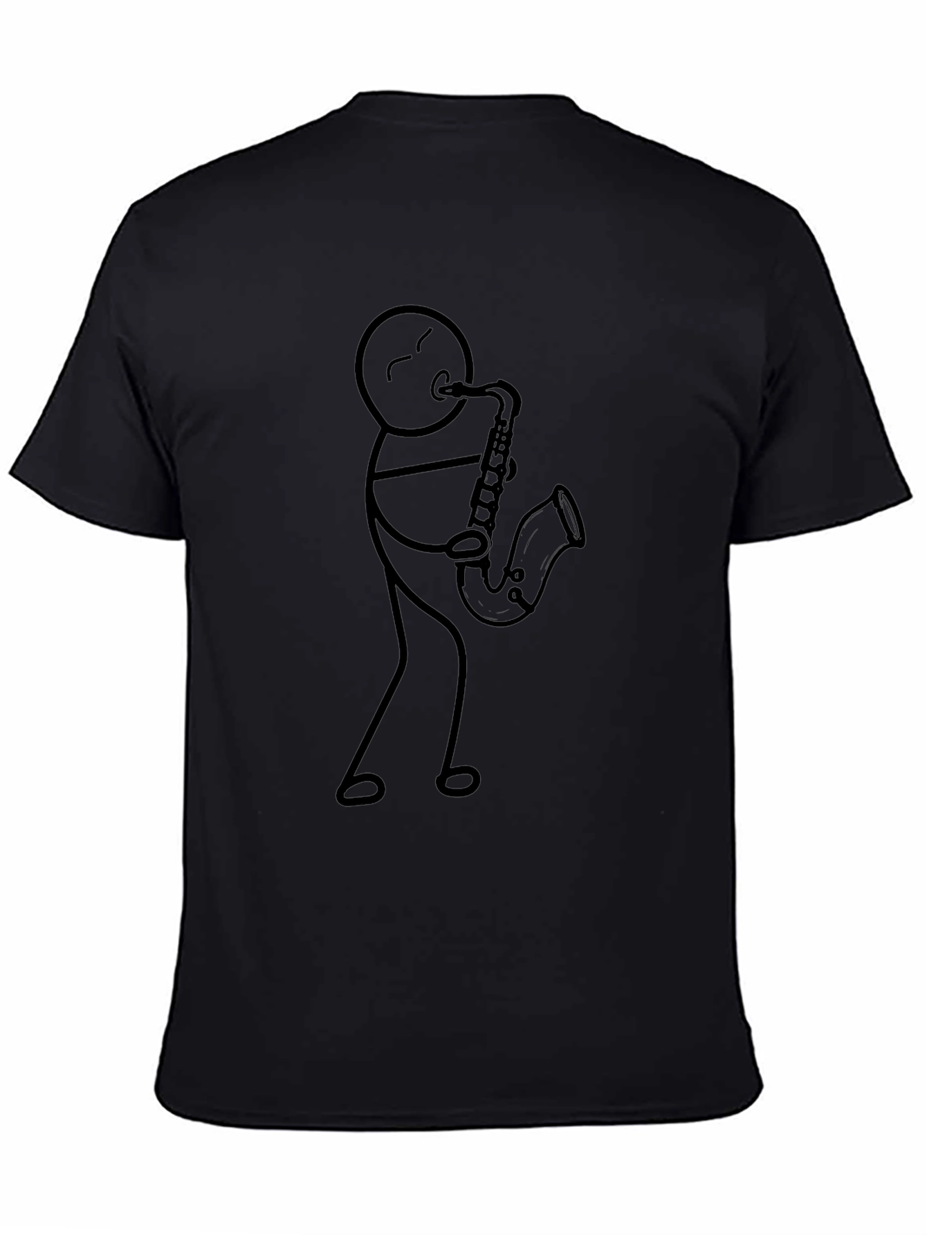Black Stick Figure Saxophone Player T-Shirt view 4