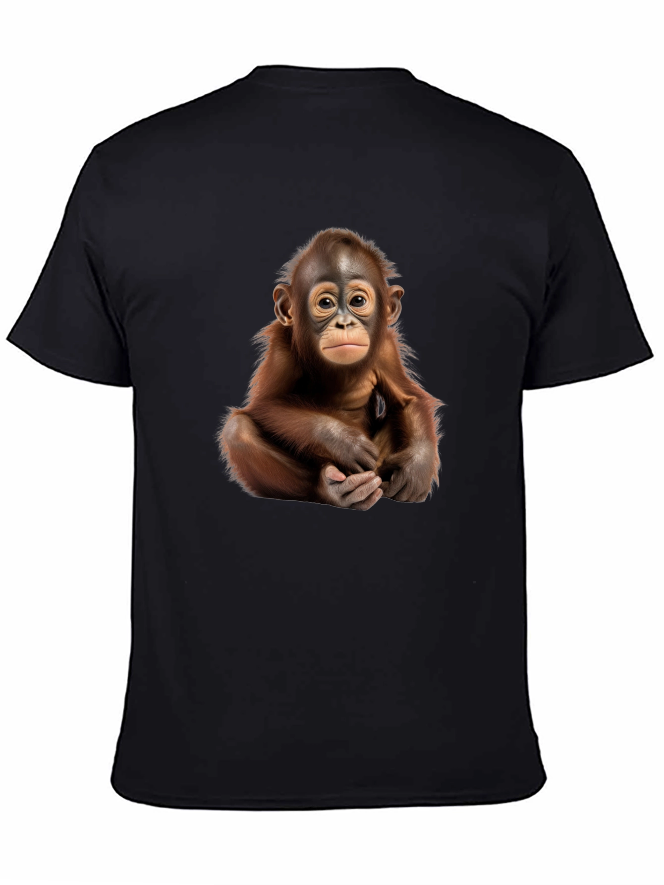 Black Orangutan Graphic Tee - Black Crew Neck T-Shirt view 4