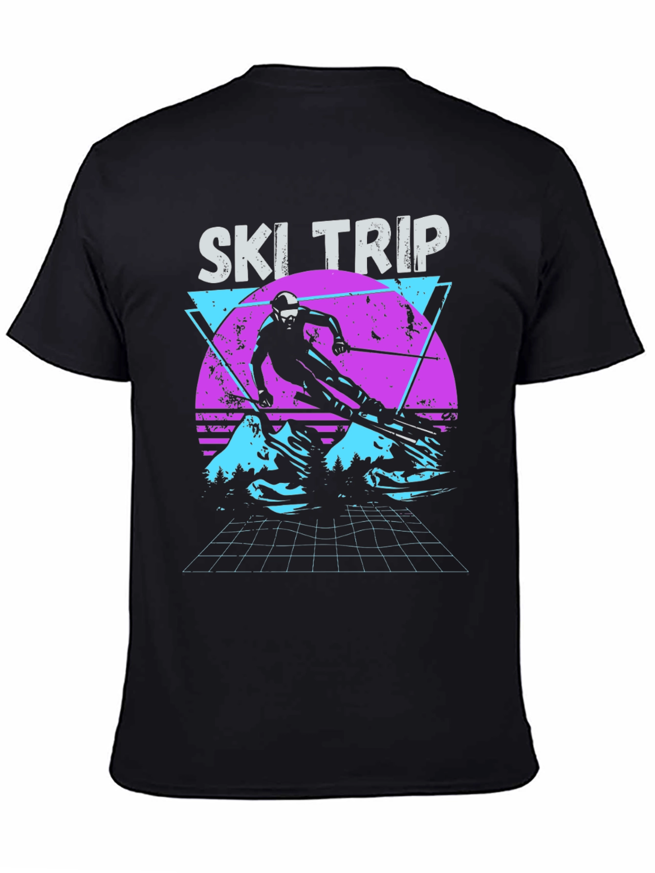 Black Retro Ski Trip T-Shirt - Vintage 80s Style view 4