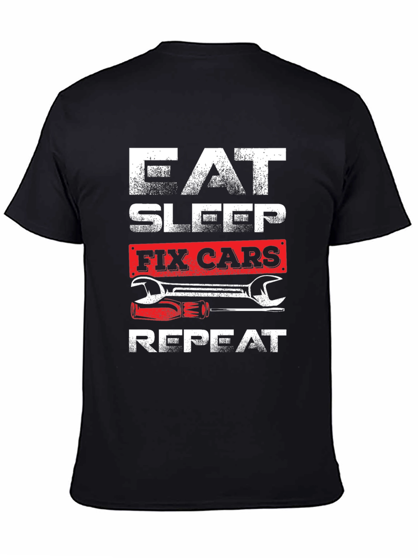 Eat Sleep Fix Cars Repeat Graphic T-Shirt - 4