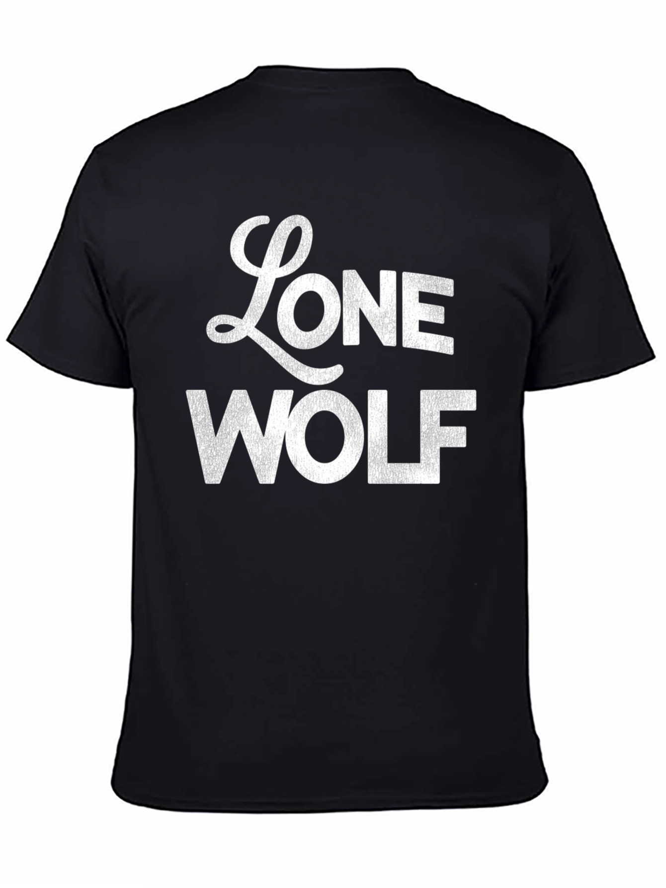 Black Lone Wolf Graphic Print T-Shirt - Black view 4