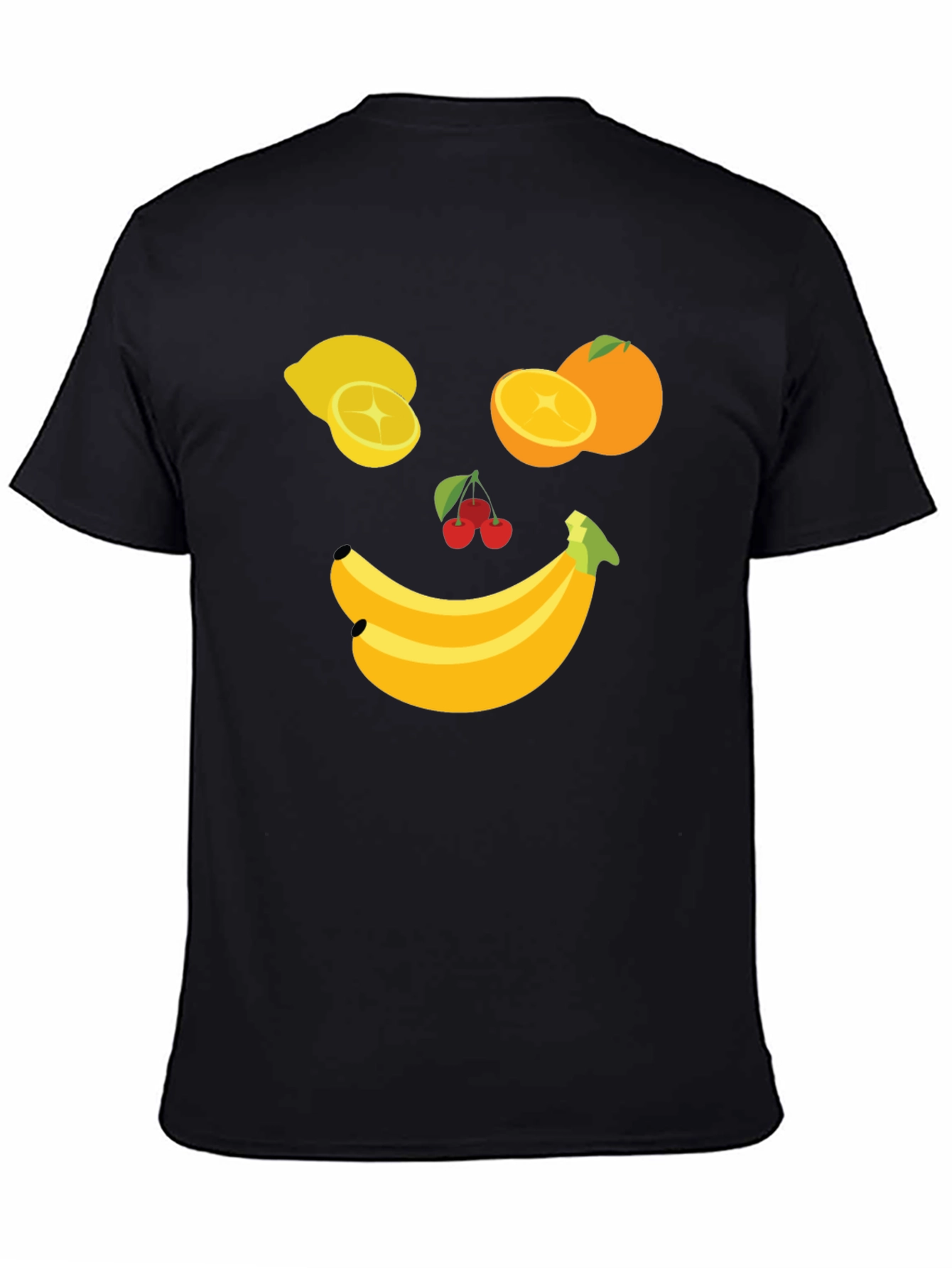 Black Fruit Face Graphic Tee - Black Cotton T-Shirt view 4