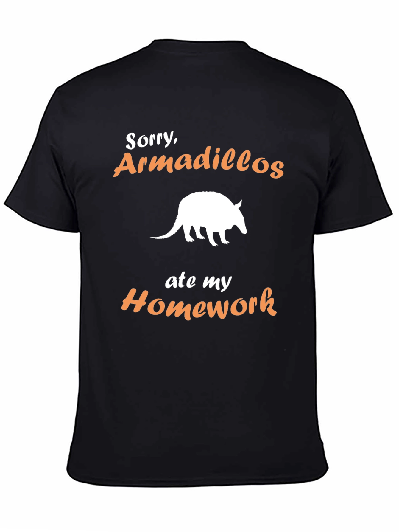 Black Armadillo Homework T-Shirt - Funny Animal Tee view 4