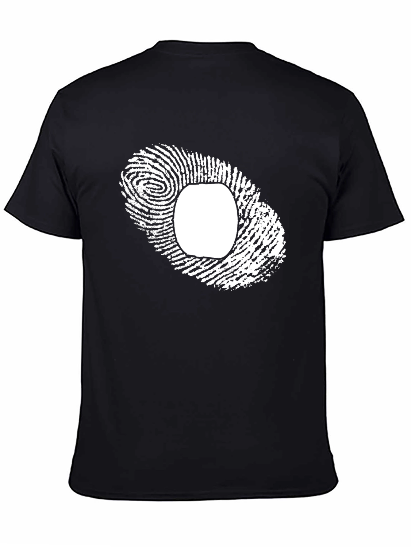 Black Unique Fingerprint Graphic Tee - Black Cotton Blend view 4