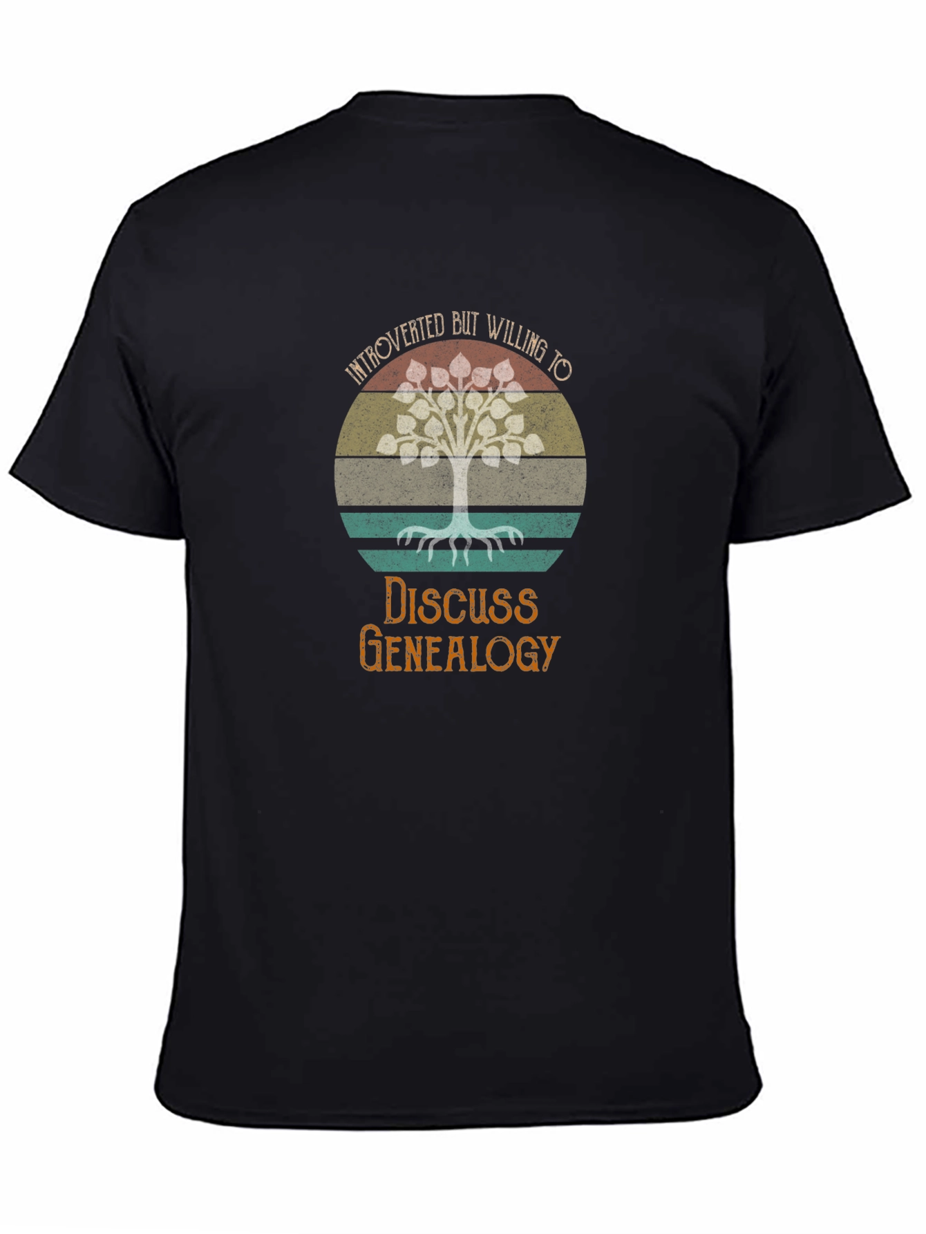 Black Introverted Genealogy T-Shirt - Family Tree Design view 4