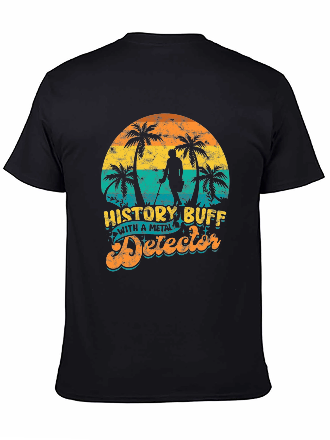 Black History Buff Metal Detector Black T-Shirt view 4