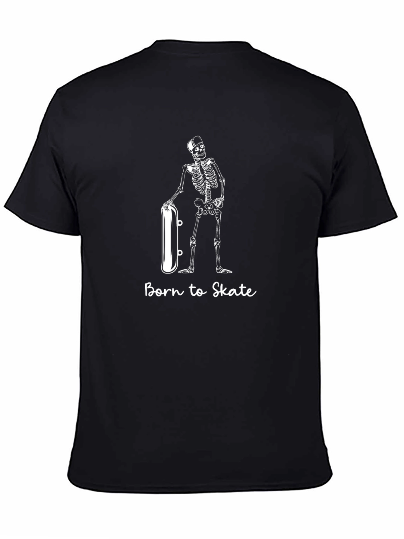 Black Born to Skate Skeleton Graphic Tee - Black T-Shirt view 4