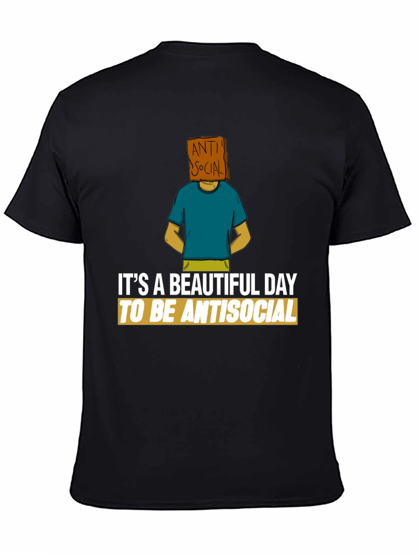 Black Antisocial T-Shirt - Funny Graphic Tee view 4