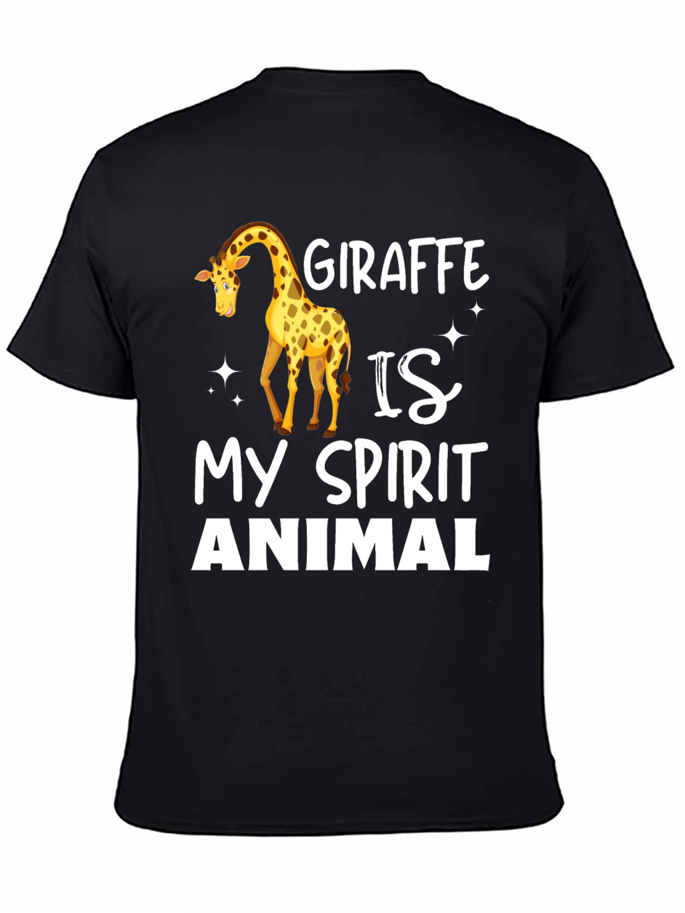 Black Giraffe Spirit Animal T-Shirt - Black Crew Neck view 4