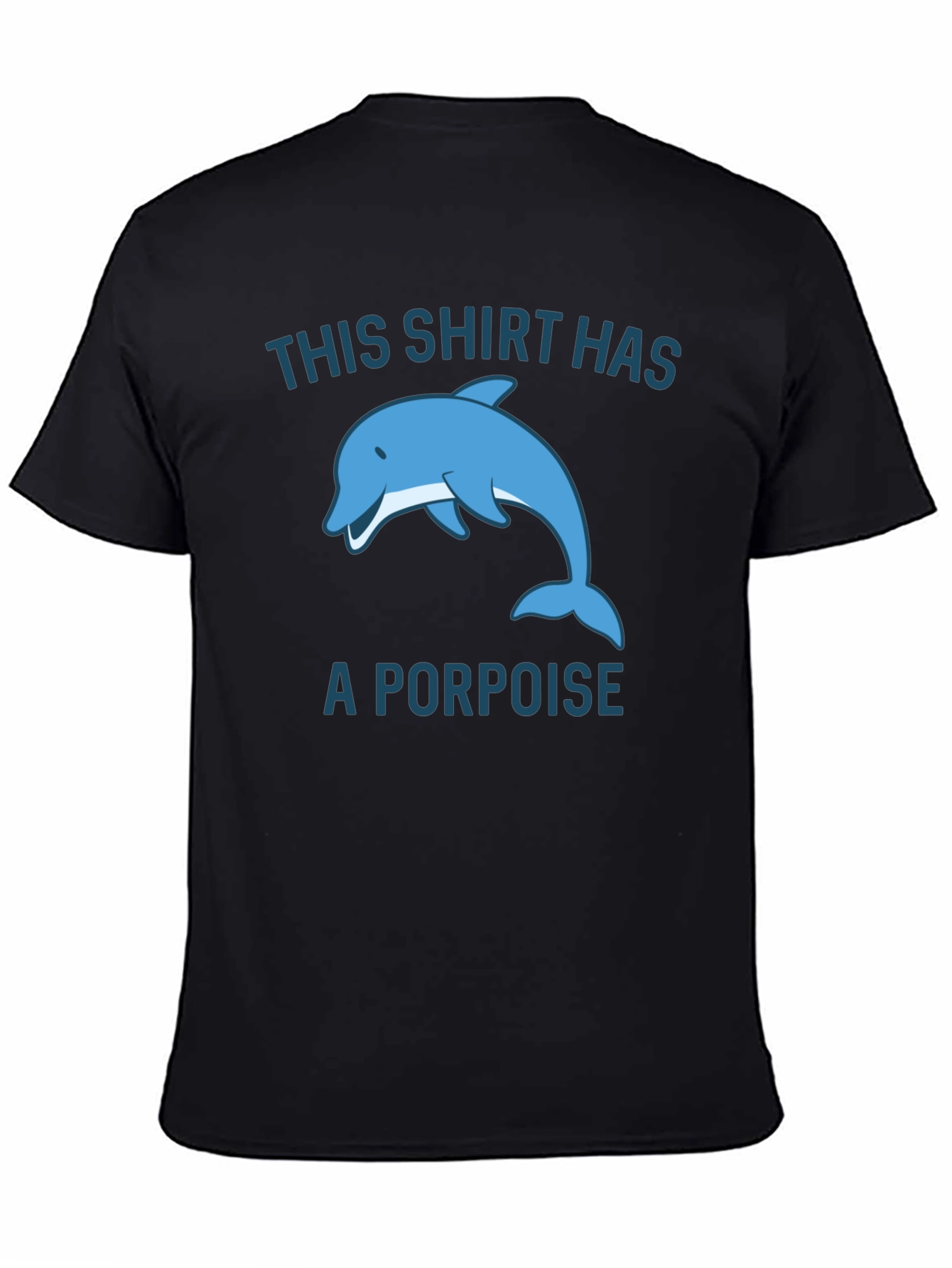 Black Funny Porpoise Graphic T-Shirt view 4