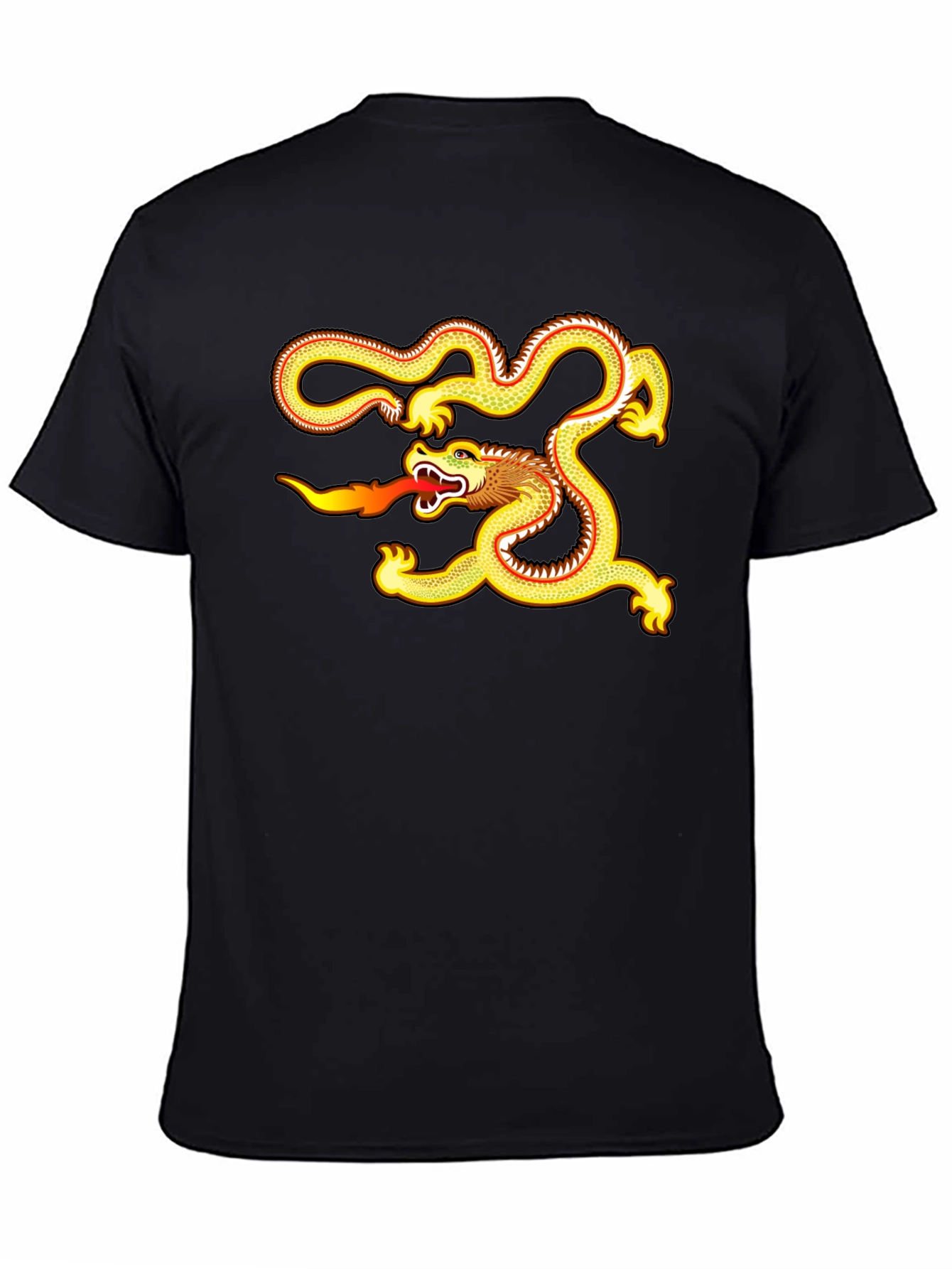Black Golden Dragon Graphic Tee - Black Cotton Comfort view 4