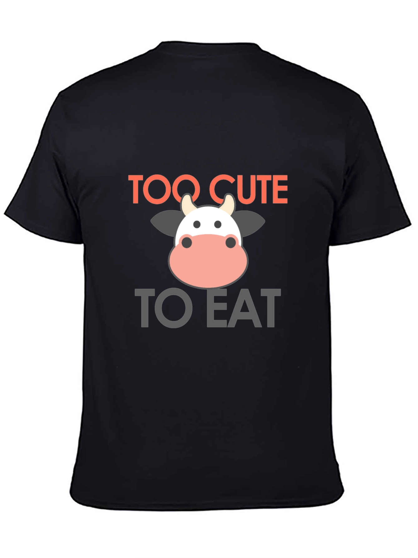 Black Too Cute to Eat Cow Graphic Black T-Shirt view 4