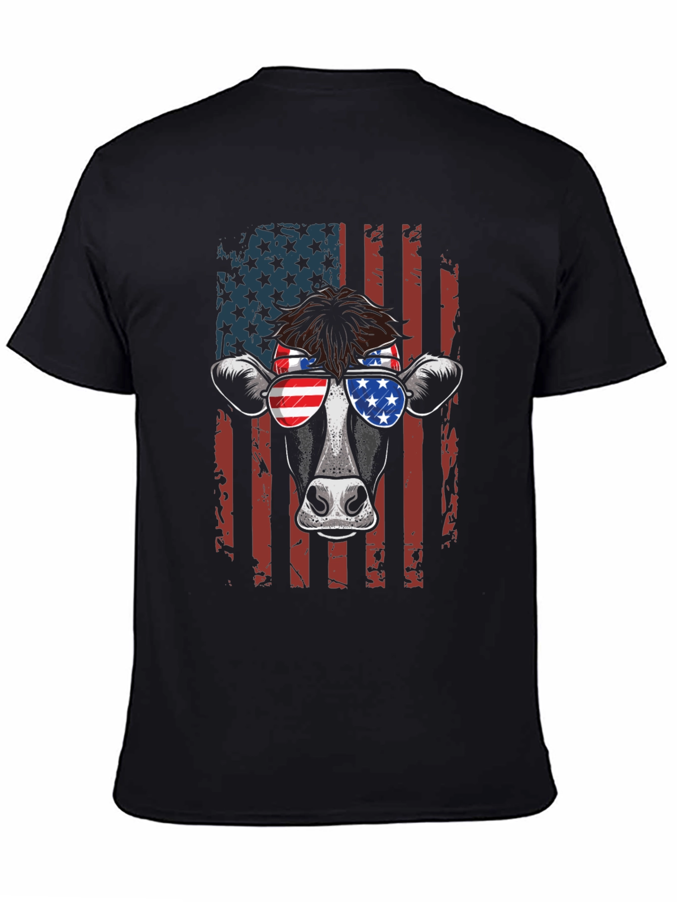 Patriotic Cow T-Shirt - American Flag Design - 4
