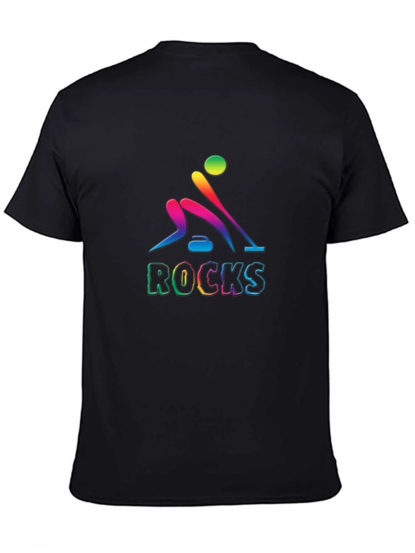Black Rainbow Curling Rocks T-Shirt view 4