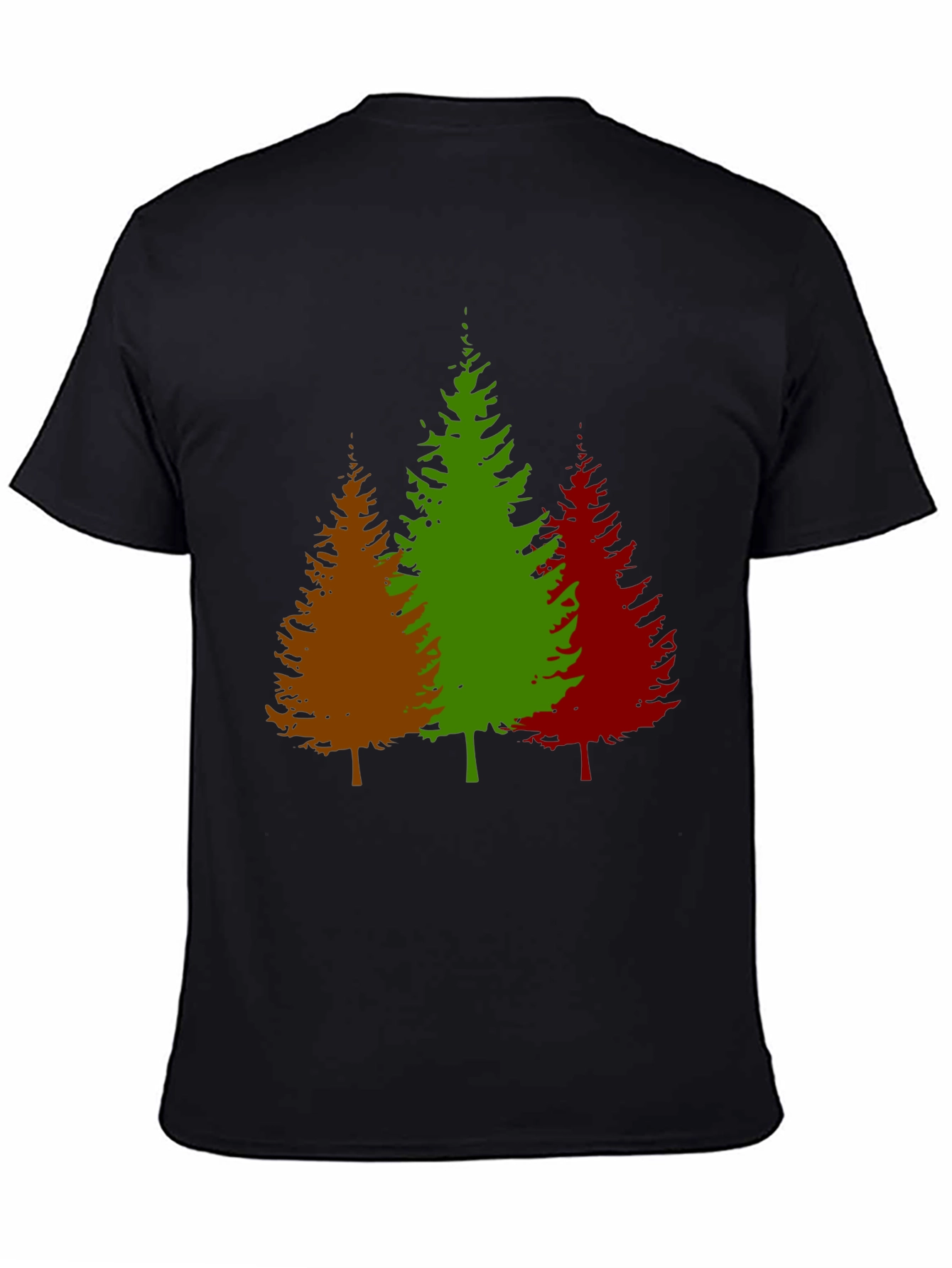 Black Colorful Evergreen Tree Graphic T-Shirt view 4