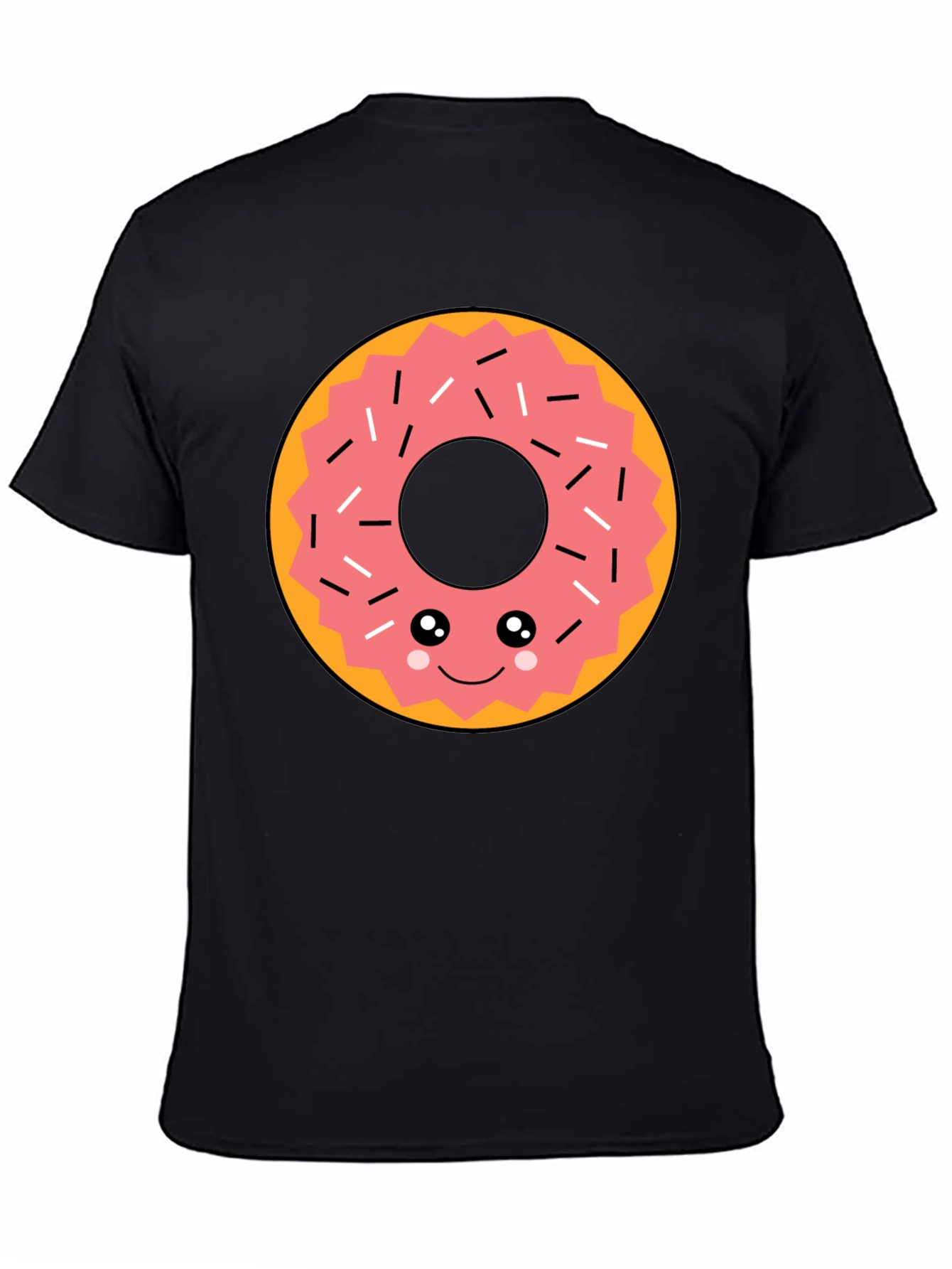Black Kawaii Donut Graphic Tee - Funny Food T-Shirt view 4