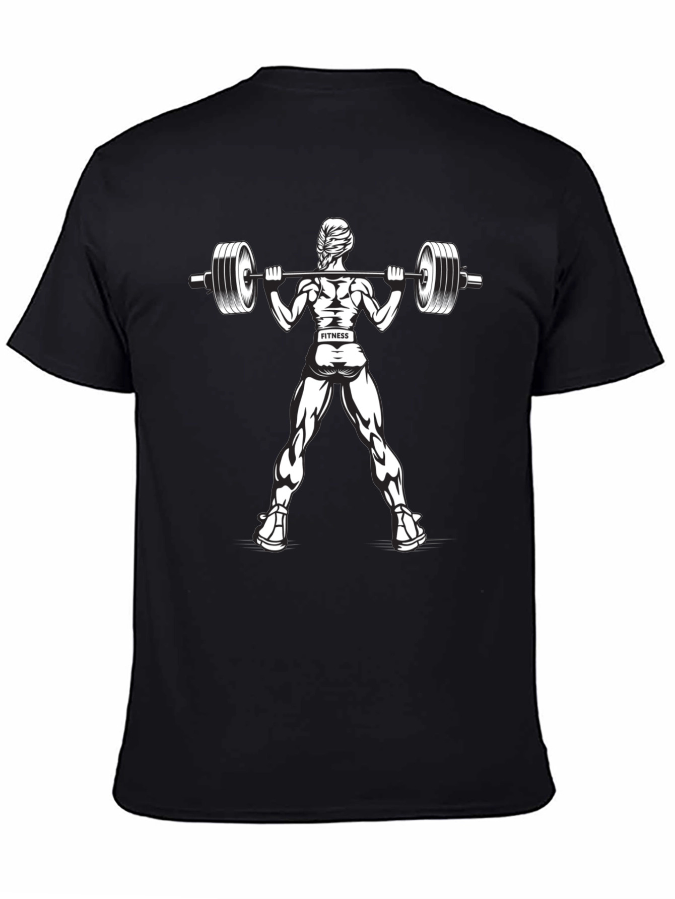 Black Fitness Squat T-Shirt, Gym Workout Tee view 4