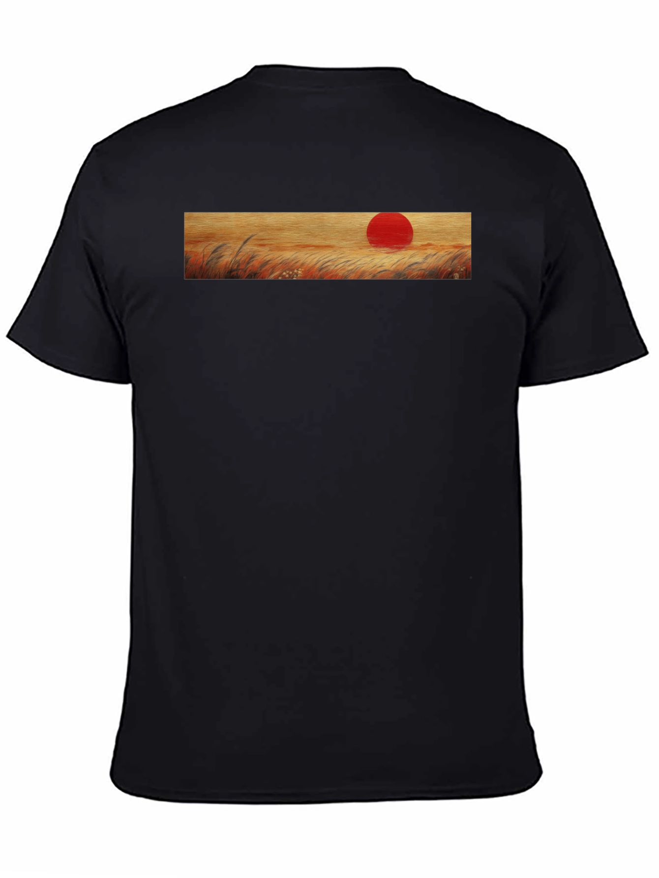 Black Sunrise Meadow Graphic Tee - Soft Cotton Blend view 4