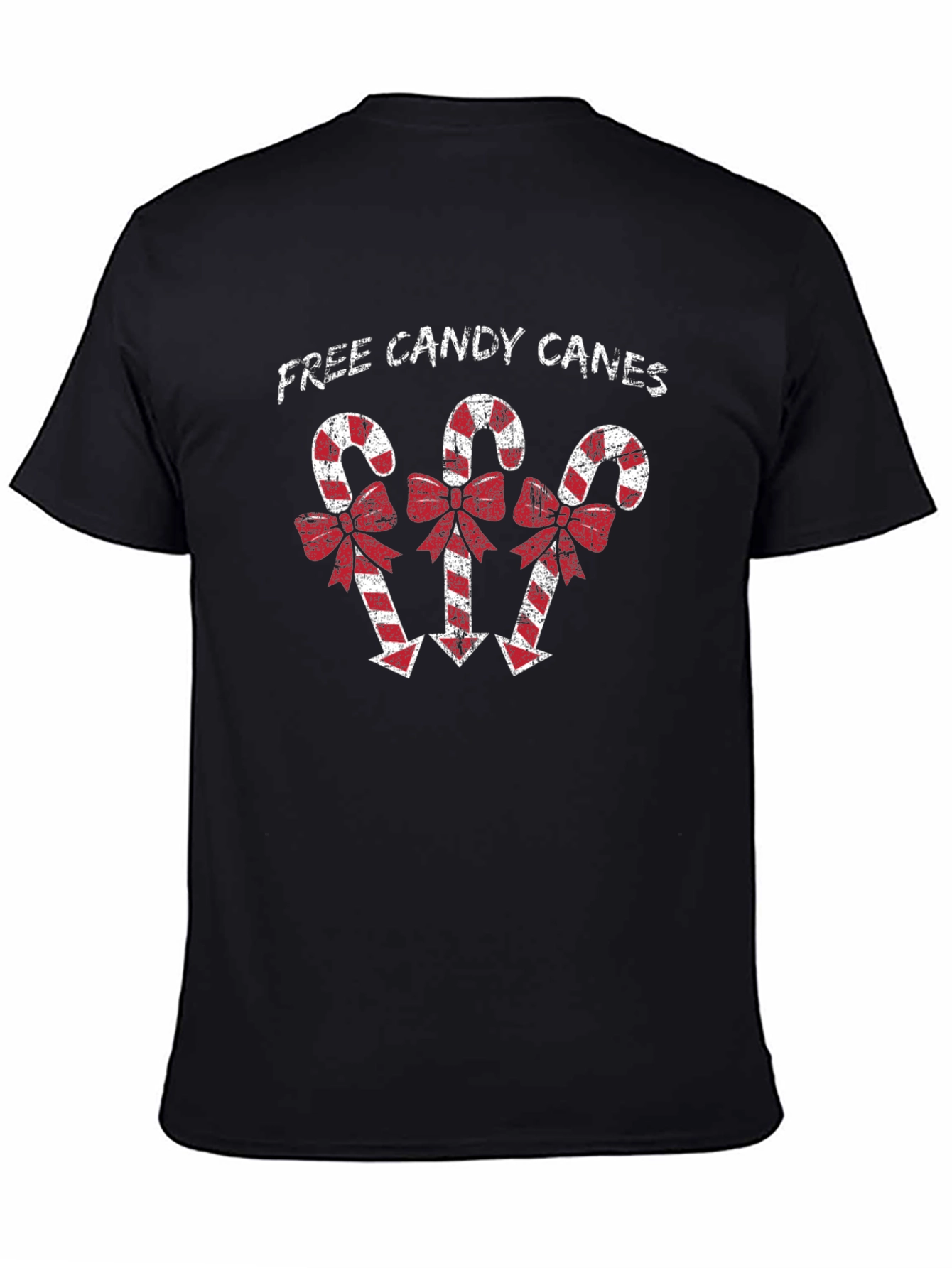 Black Festive Candy Cane Graphic Tee - Holiday Season view 4