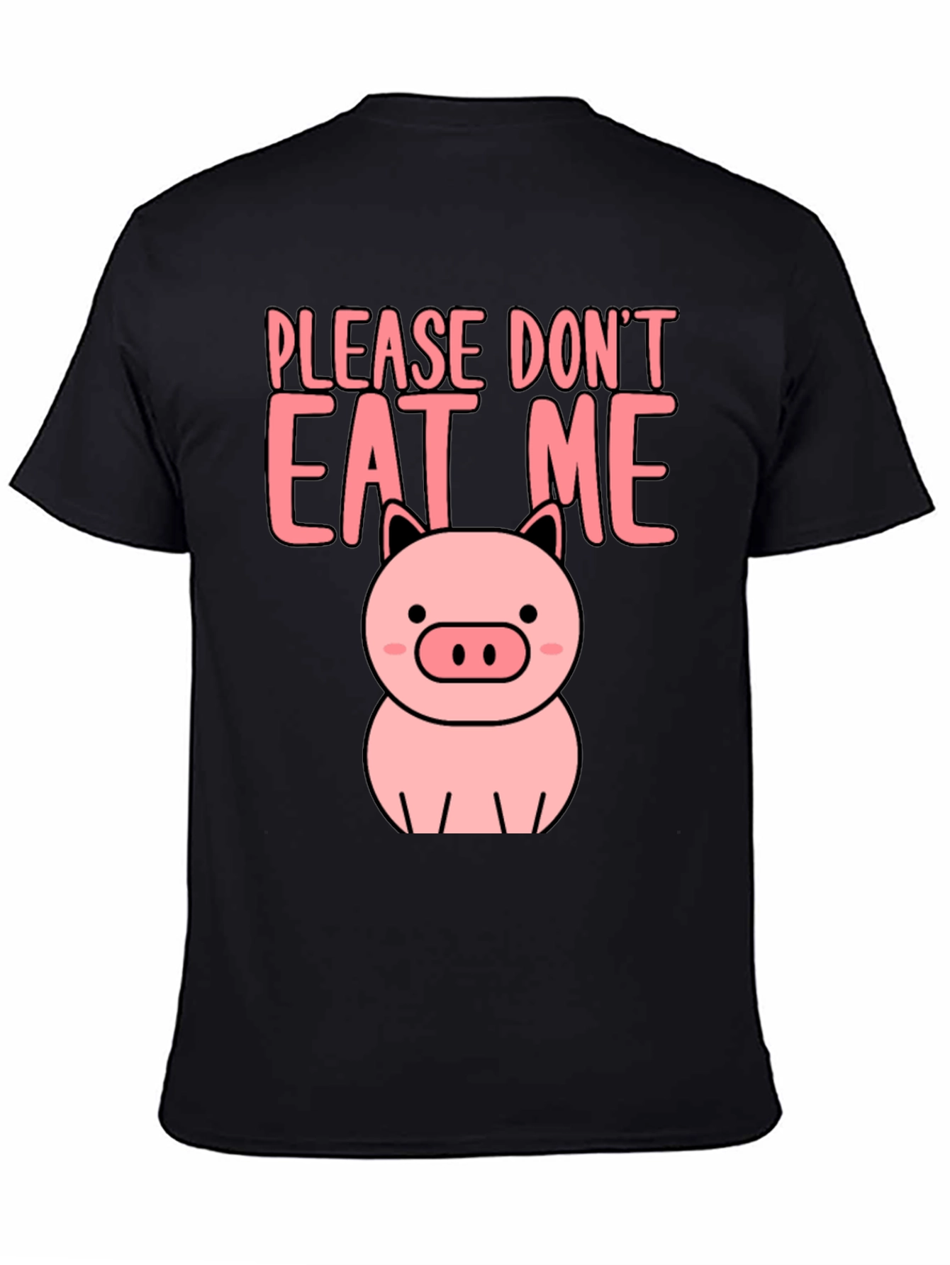 Black Cute Pig Please Don't Eat Me Graphic Tee view 4