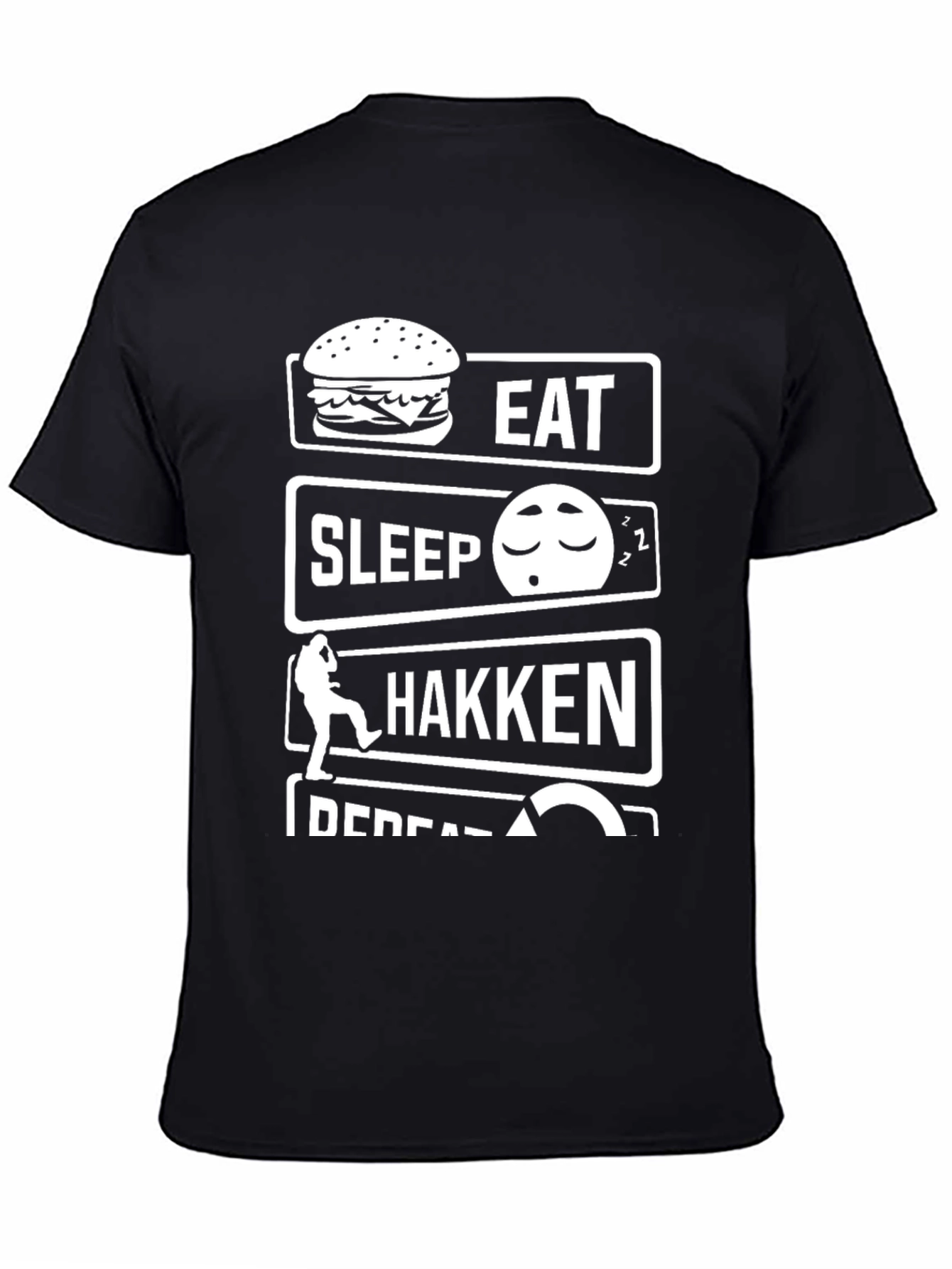 Black Eat Sleep Hakken Repeat T-Shirt view 4