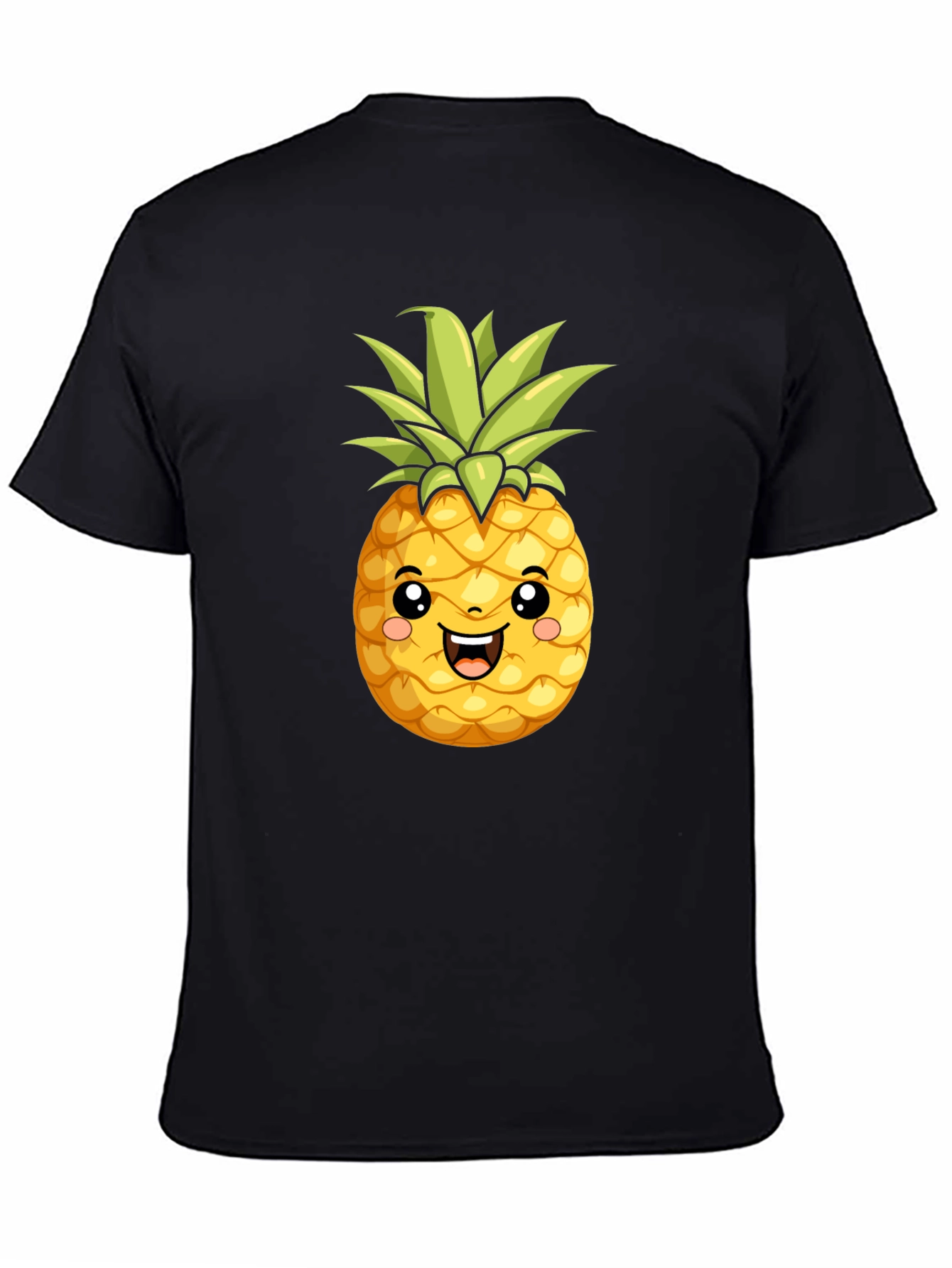 Black Cute Pineapple Graphic Black T-Shirt view 4