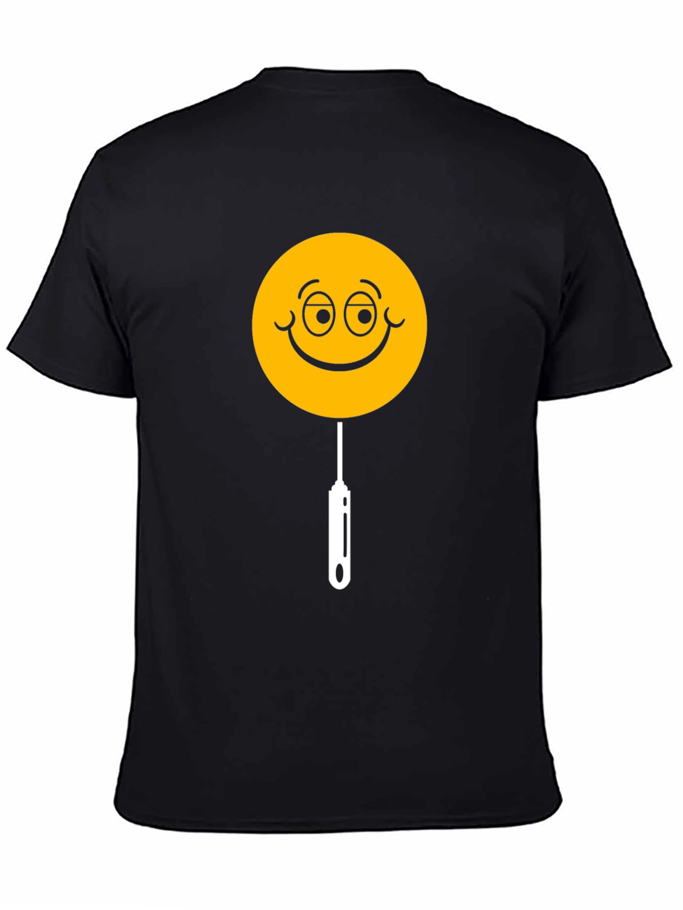 Black Whimsical Smiley Face Lollipop Graphic Tee - Black view 4