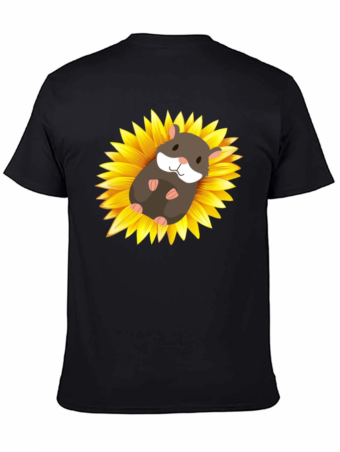 Black Hamster Sunflower Graphic T-Shirt view 4