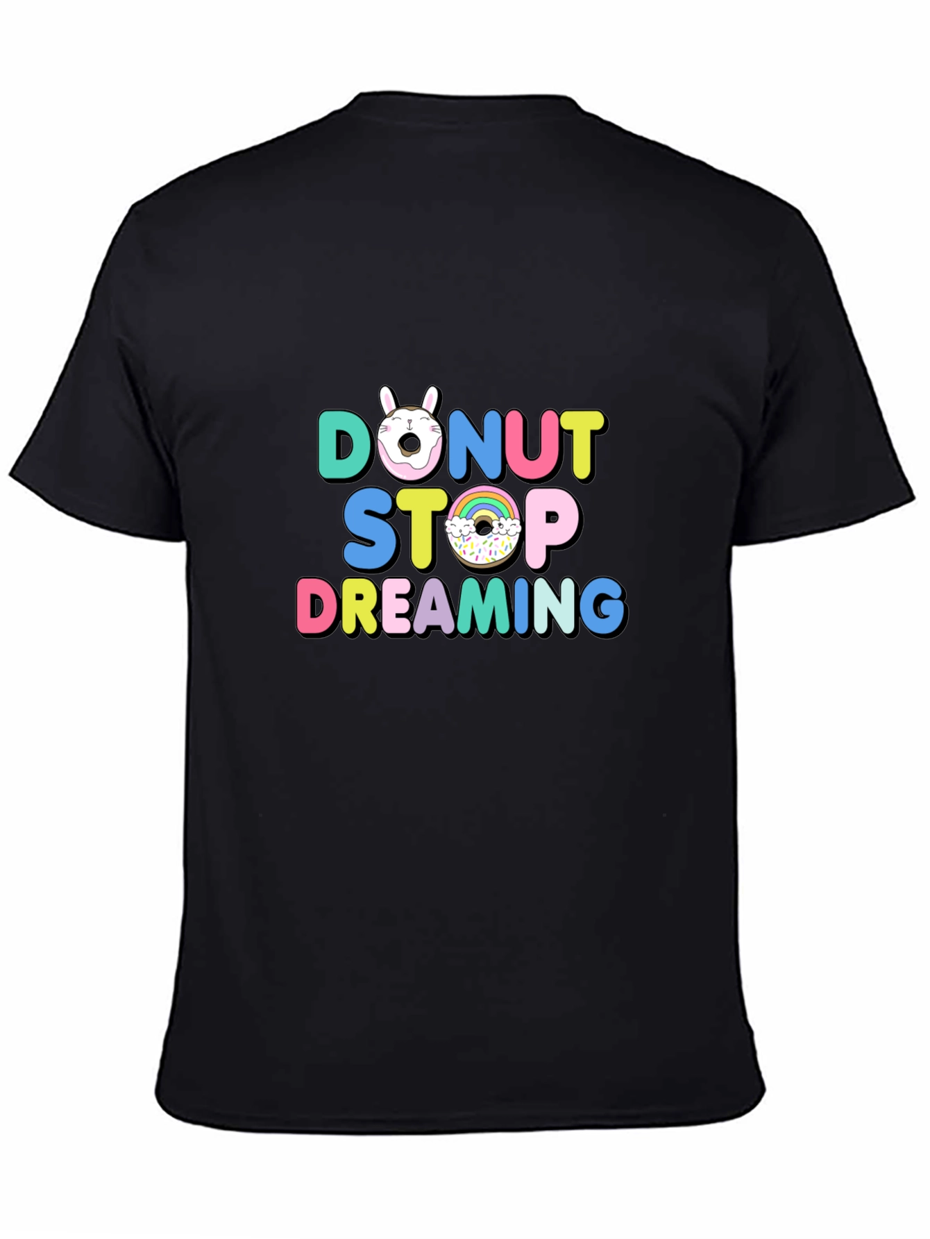 Black Donut Stop Dreaming Graphic T-Shirt view 4