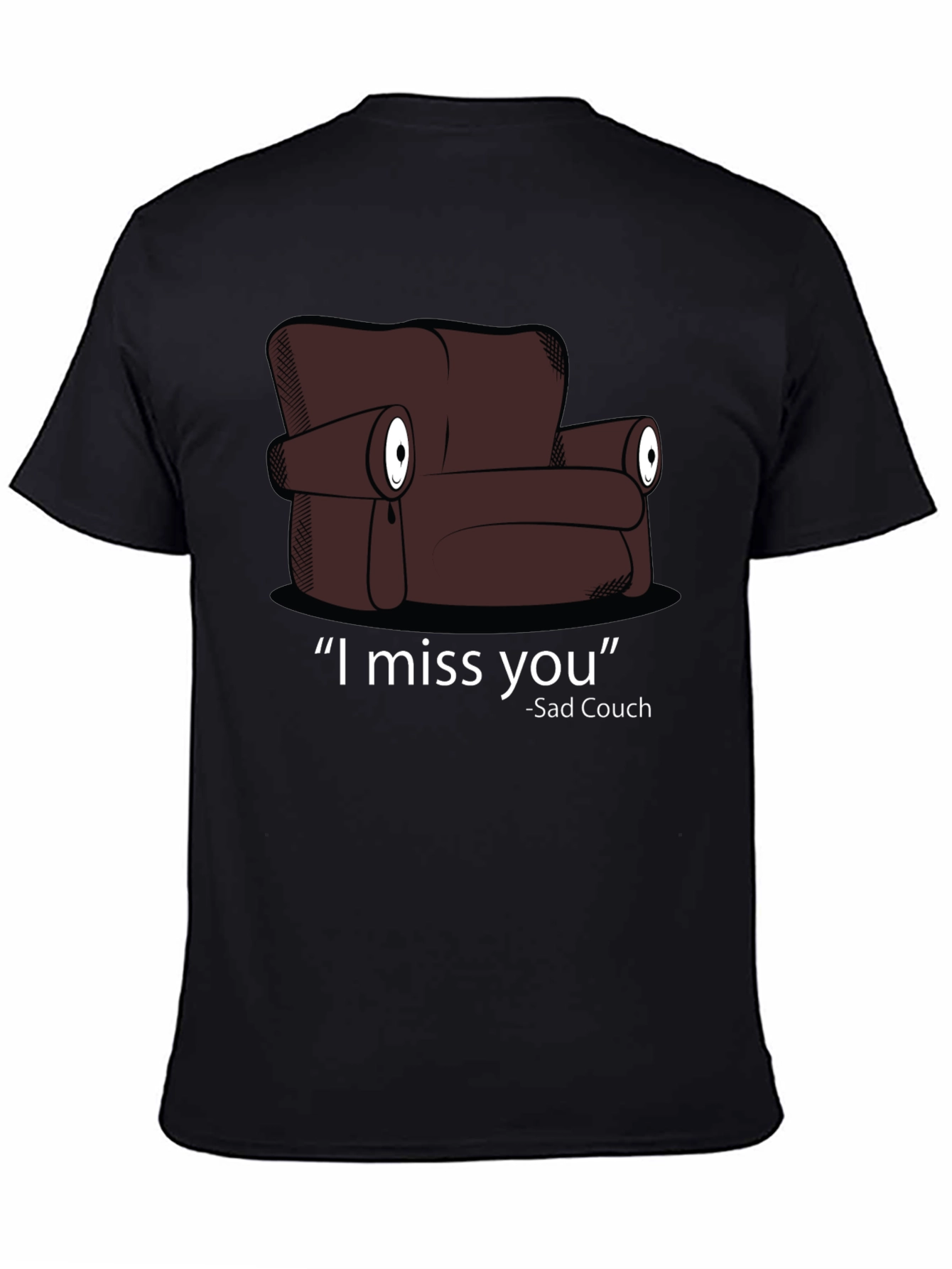 Black Sad Couch T-Shirt - I Miss You Graphic Tee view 4