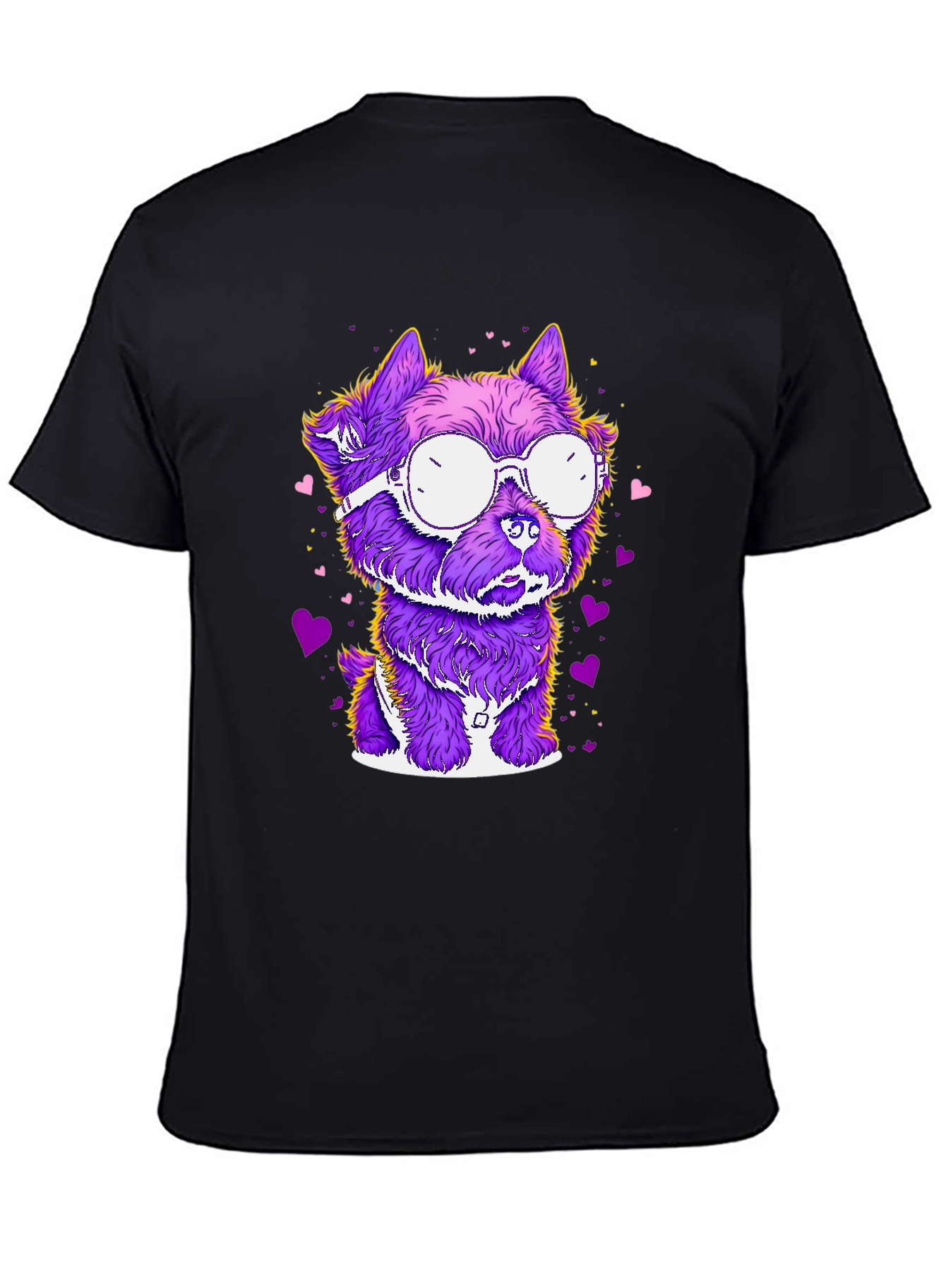 Black Dog with Glasses T-Shirt - Cool Canine Style view 4