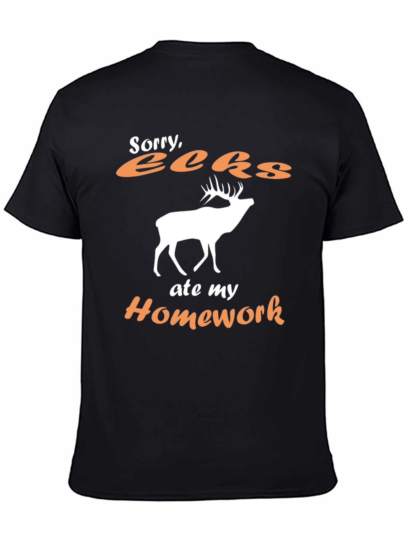 Black Funny Deer Ate My Homework T-Shirt view 4