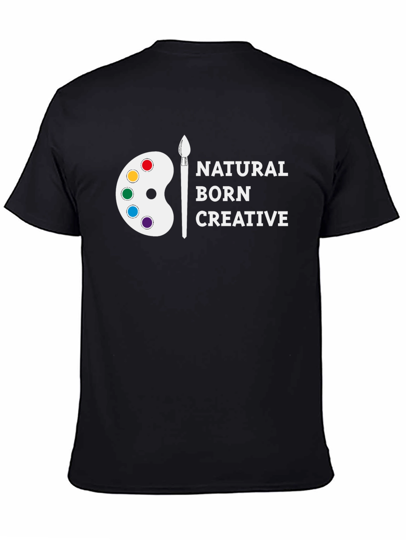 Black Natural Born Creative Black Graphic T-Shirt view 4