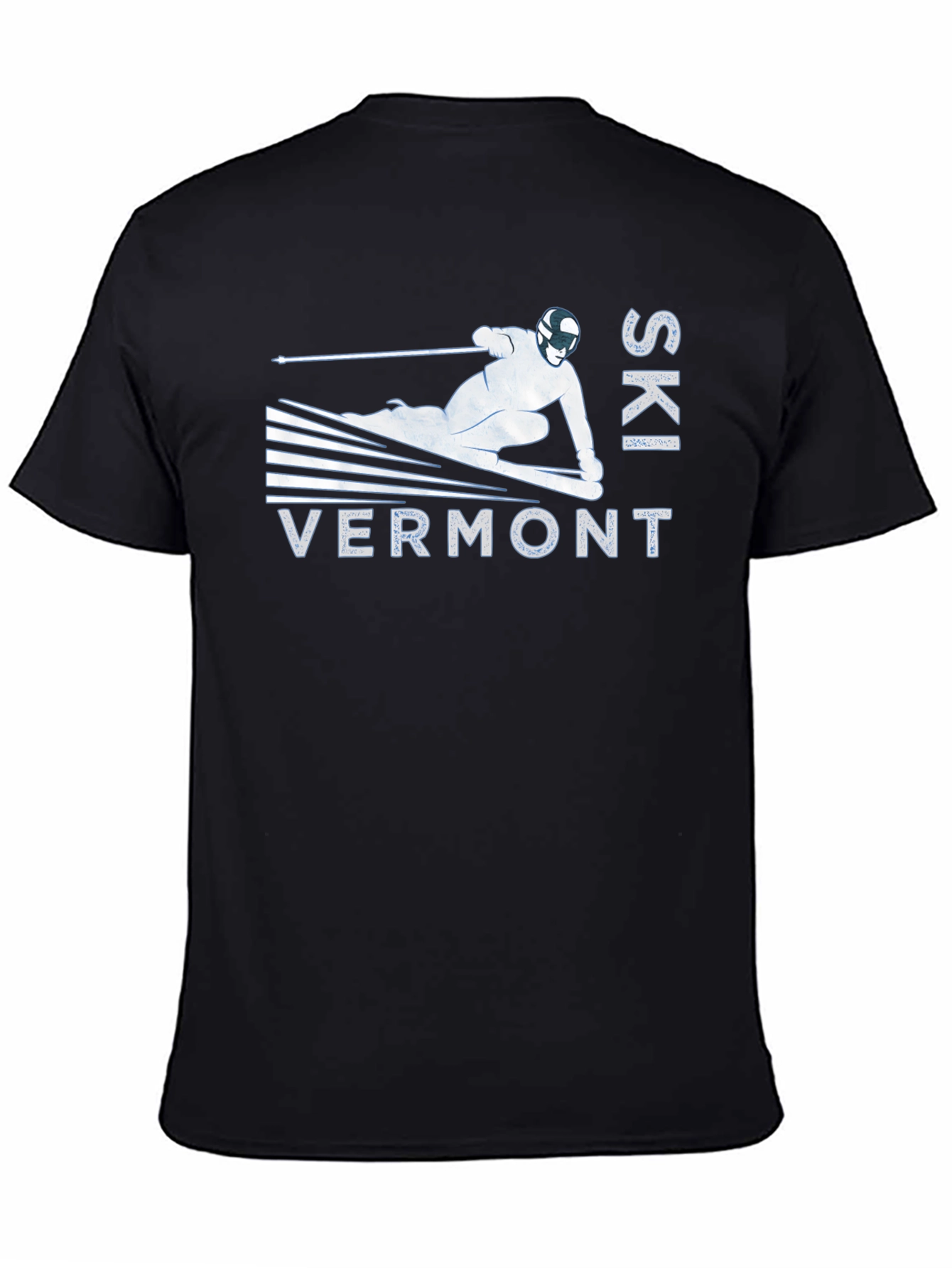 Black Ski Vermont Graphic Tee - Black Cotton T-Shirt view 4